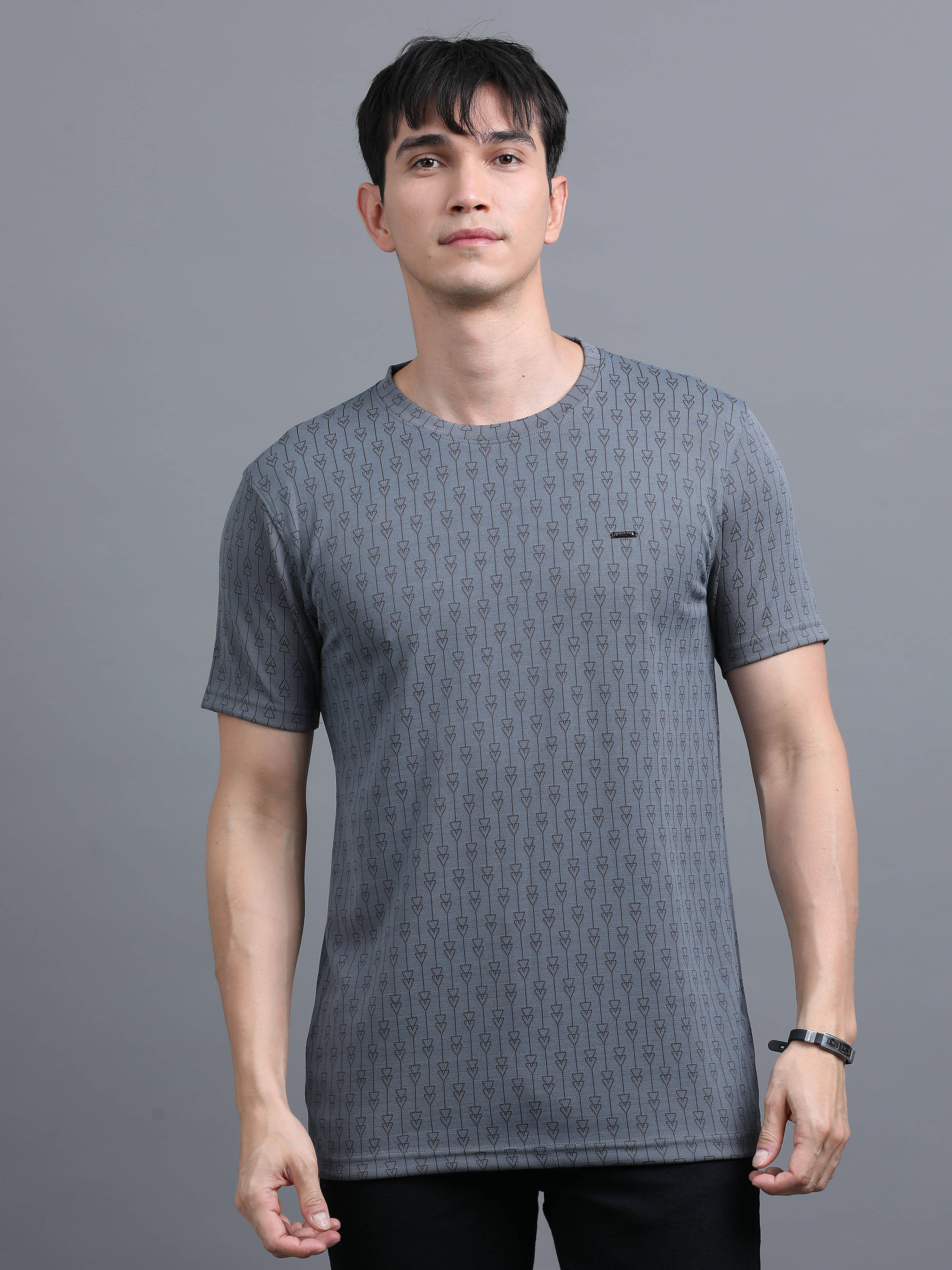 BLUE ARC Polyester Regular Fit Self Design Half Sleeves Men's Round T-Shirt - Grey ( Pack of 1 ) BLUE ARC Polyester Regular Fit Self Design Half Sleeves Men's Round T-Shirt - Grey ( Pack of 1 )