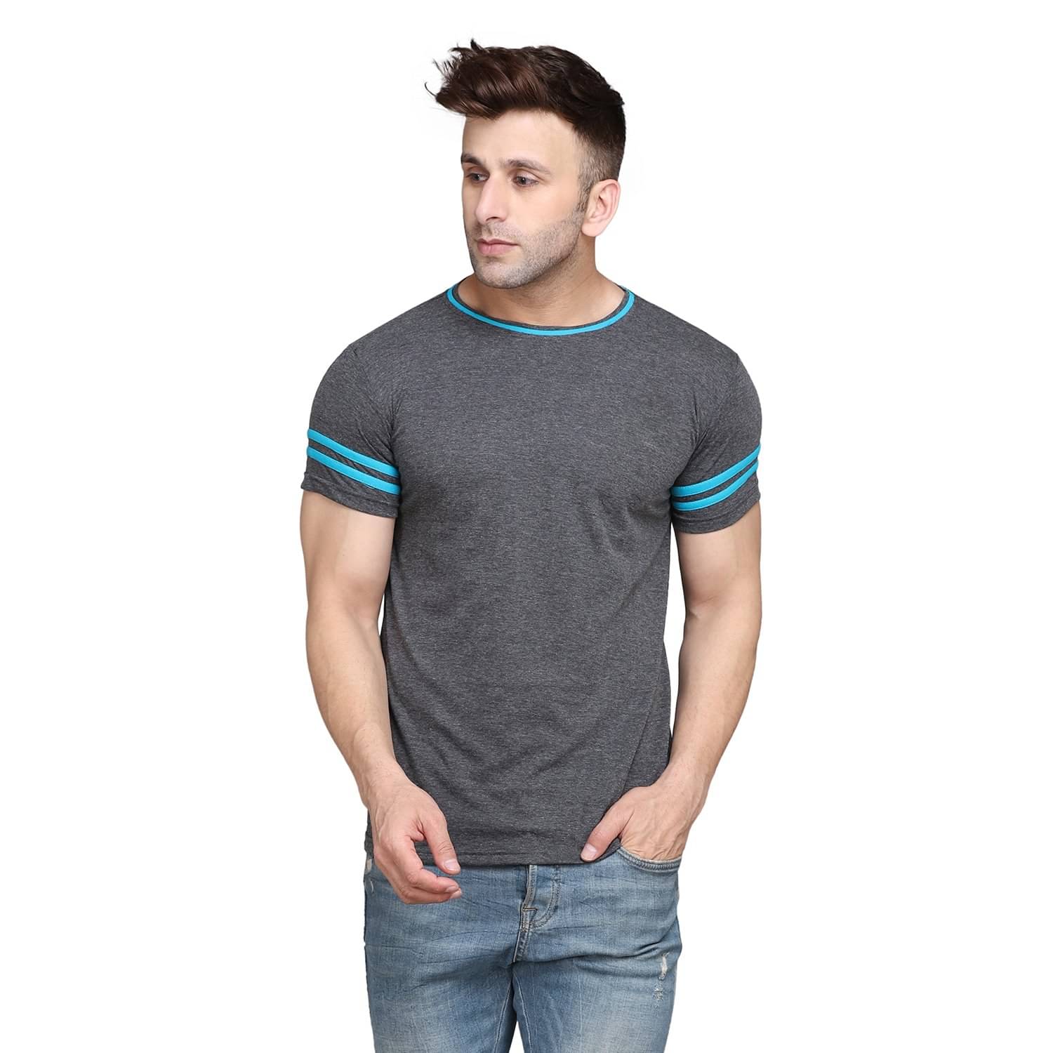 Beyou Fashion Cotton Blend Regular Fit Solid Half Sleeves Men's Round T-Shirt - Grey ( Pack of 1 ) Beyou Fashion Cotton Blend Regular Fit Solid Half Sleeves Men's Round T-Shirt - Grey ( Pack of 1 )