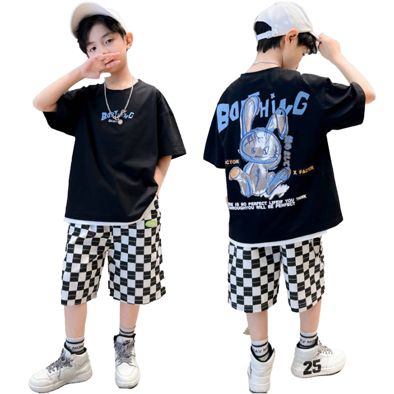     			Billyball Pack of 1 Boys Cotton T-Shirt & Shorts Set ( Black )