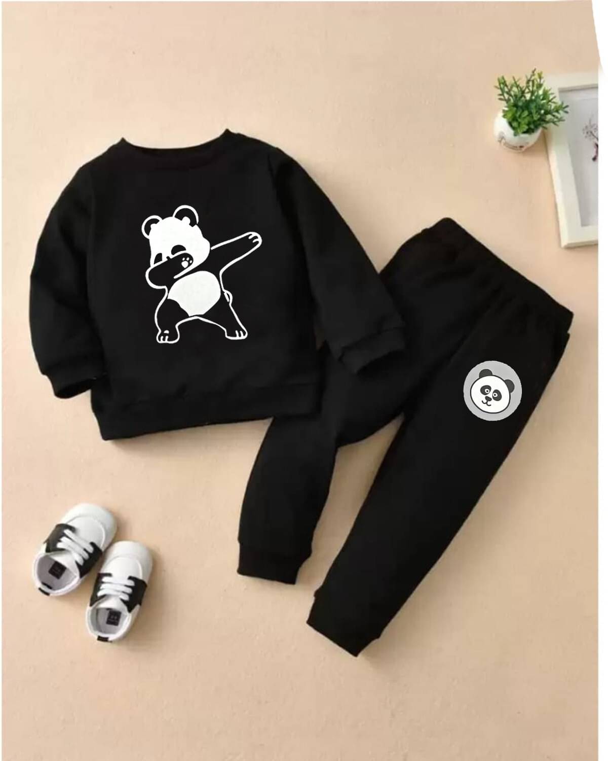     			Billyball Pack of 1 Unisex Cotton Sweatshirt & Trackpant Set ( Black )