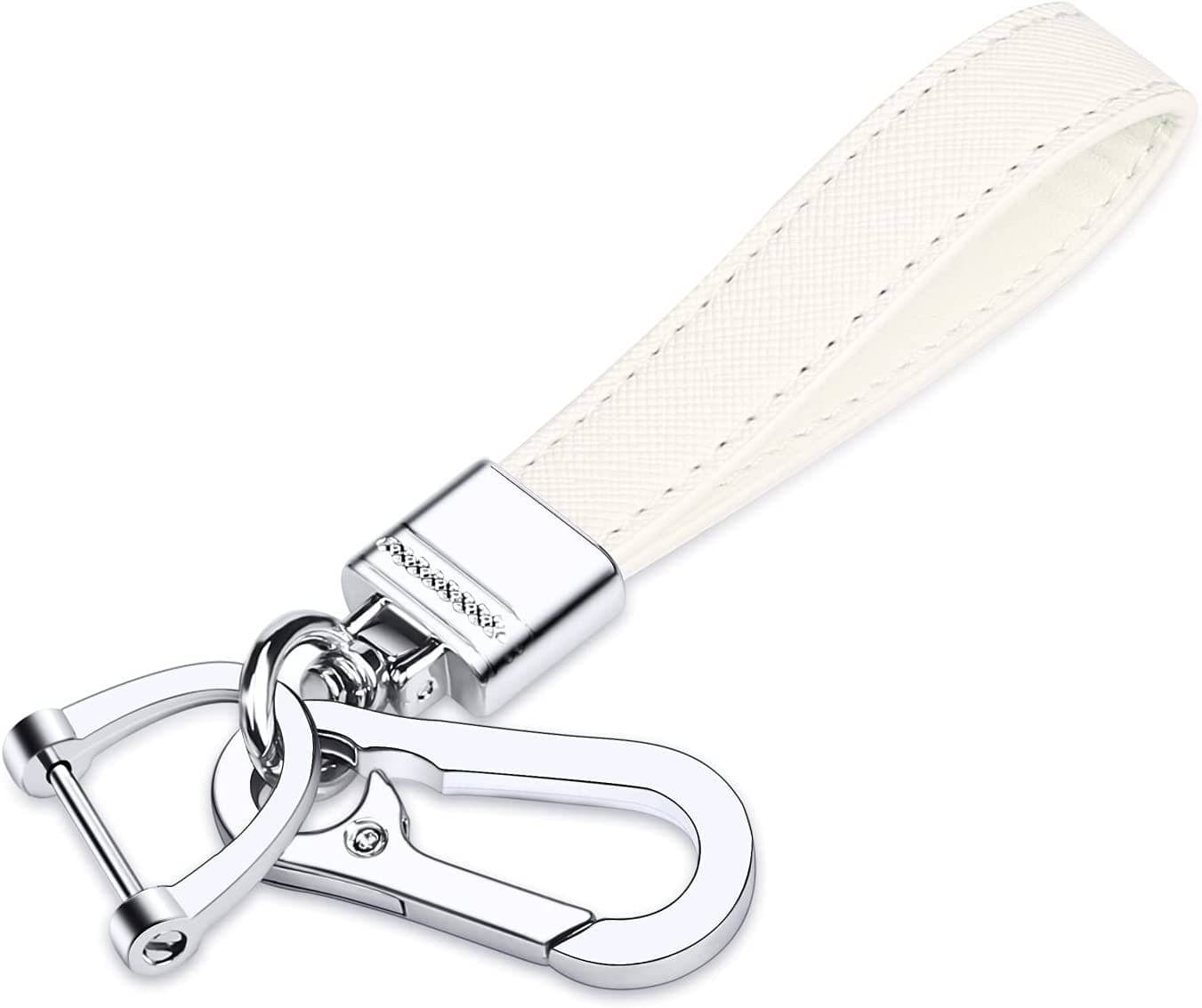    			CAMPARK Leather Keychain Single White