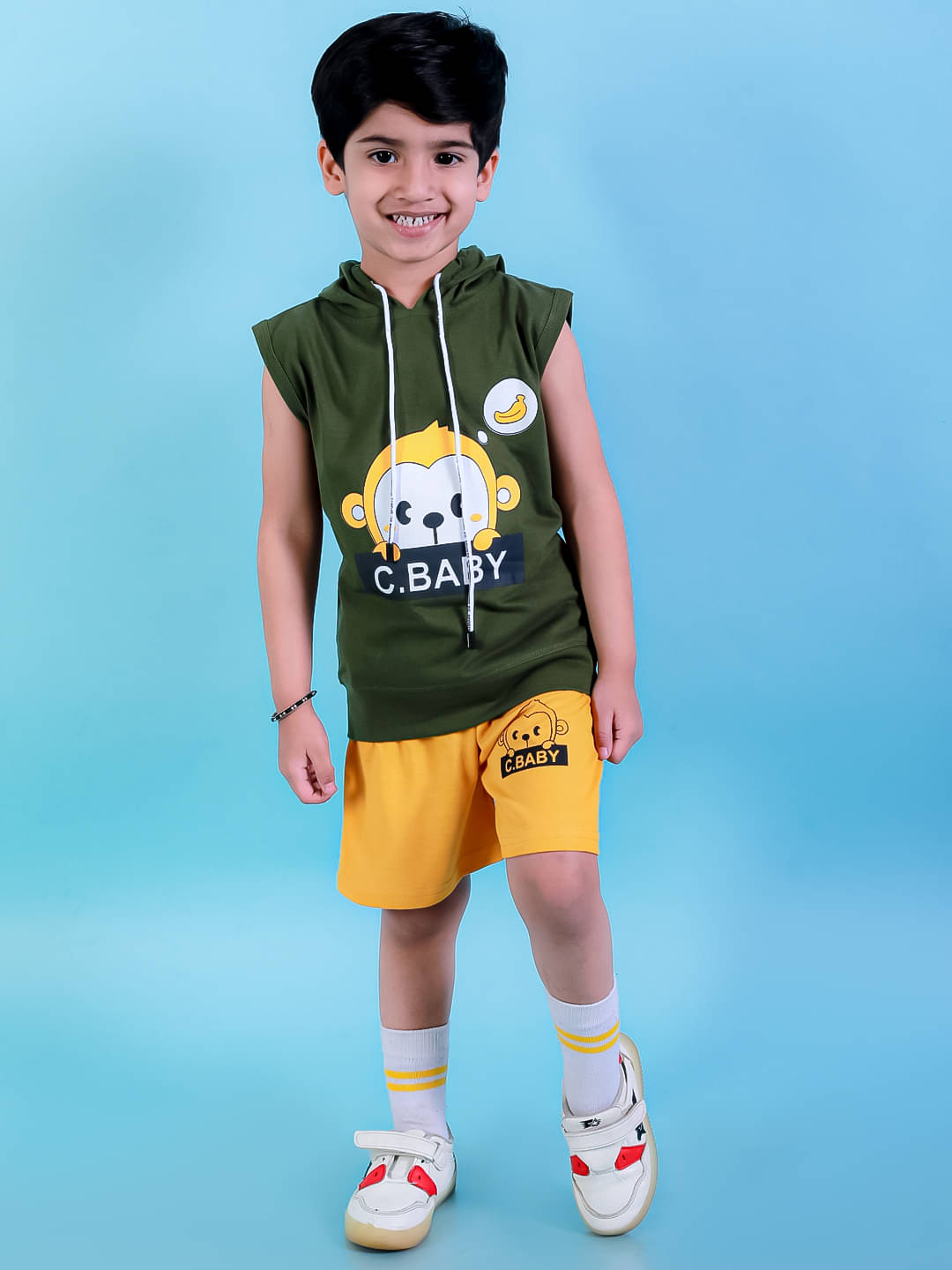Chandrika Pack of 1 Boys Cotton Blend T-Shirt & Shorts Set ( Green ) Chandrika Pack of 1 Boys Cotton Blend T-Shirt & Shorts Set ( Green )