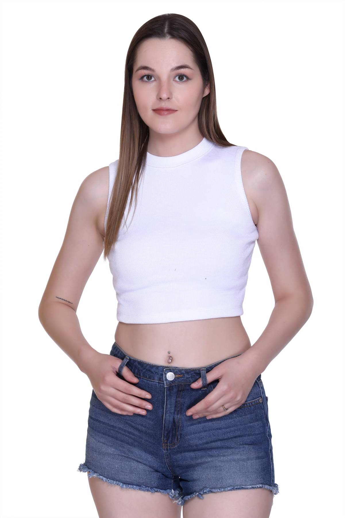 Colors And Blends Women's Cotton Crop Top ( White ) Colors And Blends Women's Cotton Crop Top ( White )