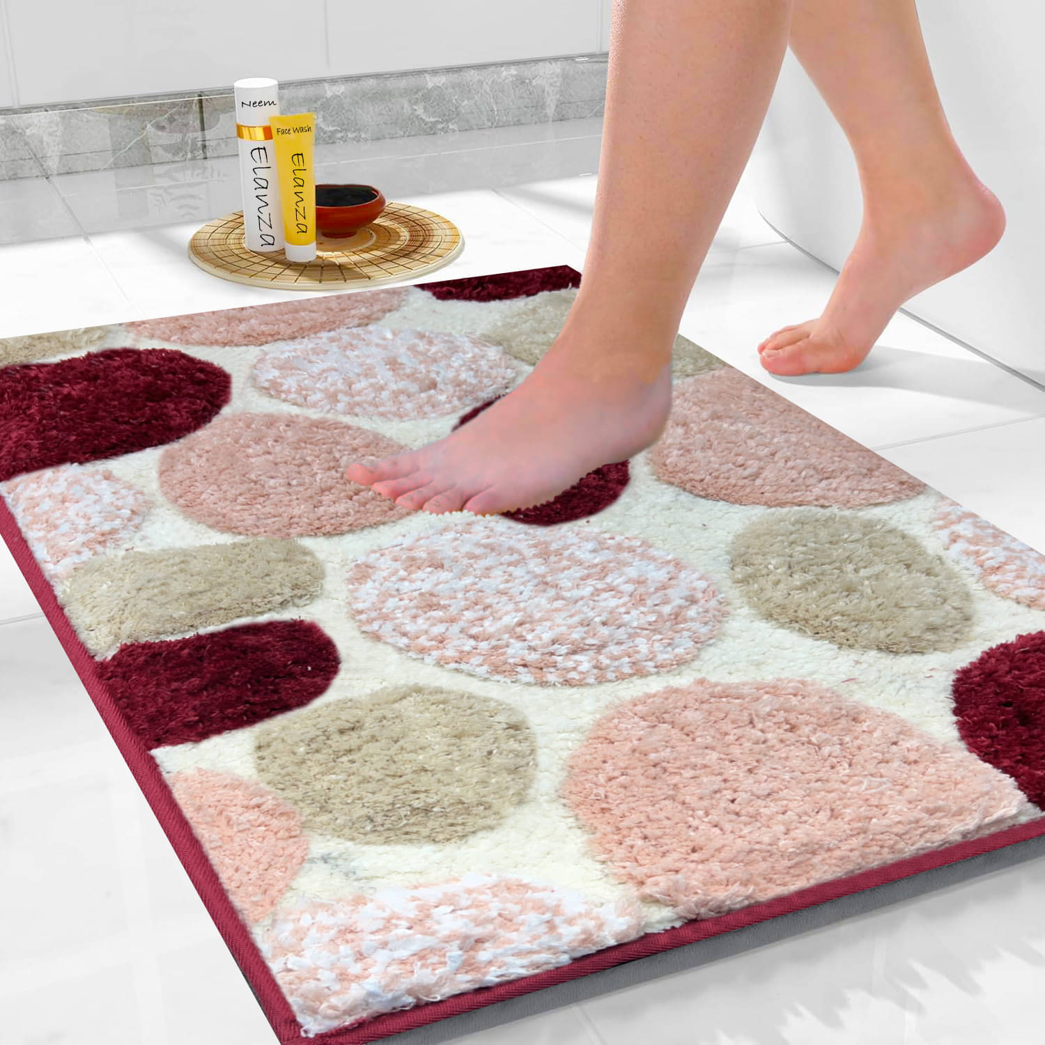 ELANZA Anti-skid Microfibre Bath Mat 40x60 cm ( Pack of 1 ) - Red ELANZA Anti-skid Microfibre Bath Mat 40x60 cm ( Pack of 1 ) - Red