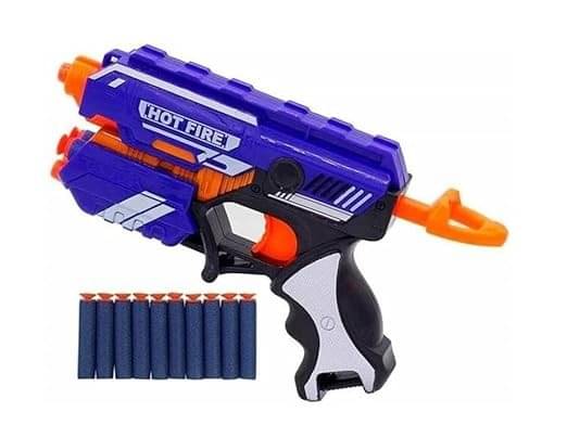     			Eclet  Hot Fire Soft Bullet Gun Toy With 10 Safe Soft Foam Bullets, Fun Target Shooting Battle Fight Game For Kids Boys (Blaze Storm- Hot Fire),Multicolor