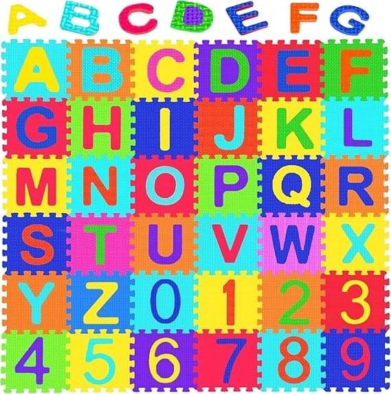     			Eclet Interlocking Learning 36 Pieces In Each Mini Puzzle Foam Mat Alphabet and Number Mat for Kids (Multi Color) Pack of 2  (Multicolor)