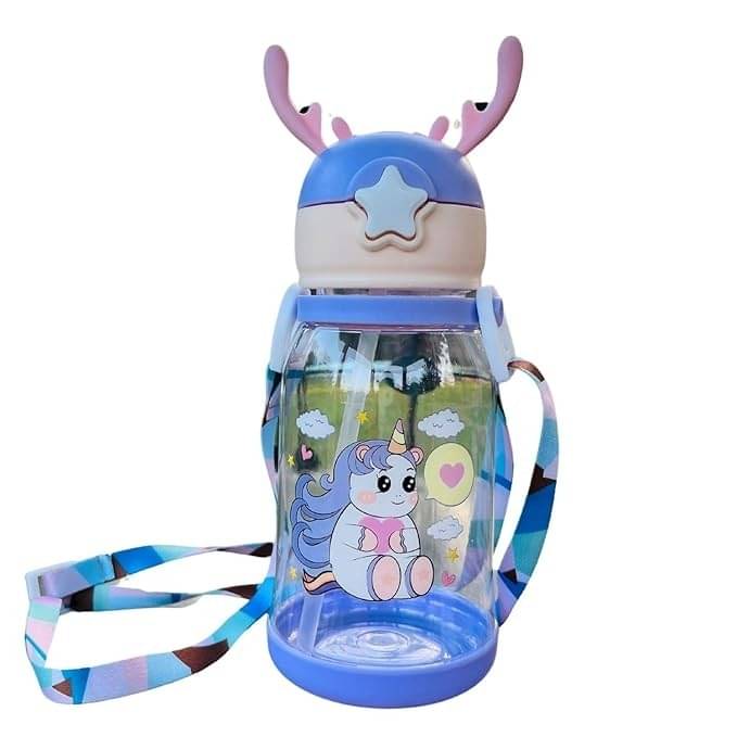     			Eclet Kids School Sipper Water Bottle with Strap for girls and boys 600 ml Water Bottle  (Set of 1, Purple)