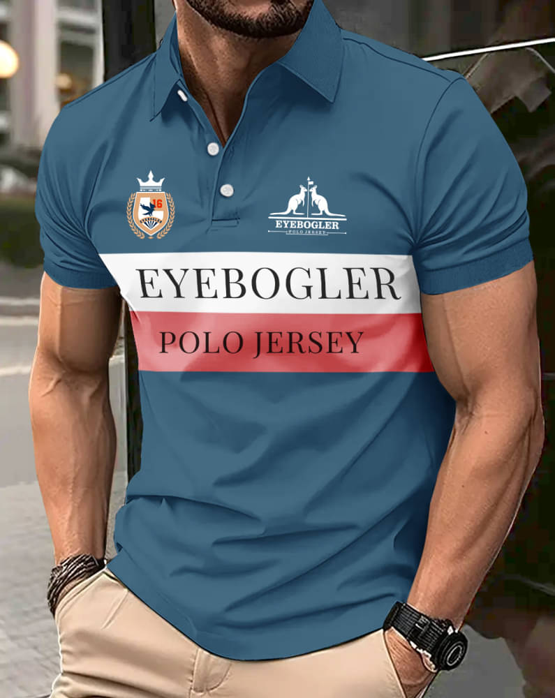     			Eyebogler Pack of 1 Cotton Blend Regular Fit Printed Half Sleeves Men's Polo T Shirt ( Indigo )