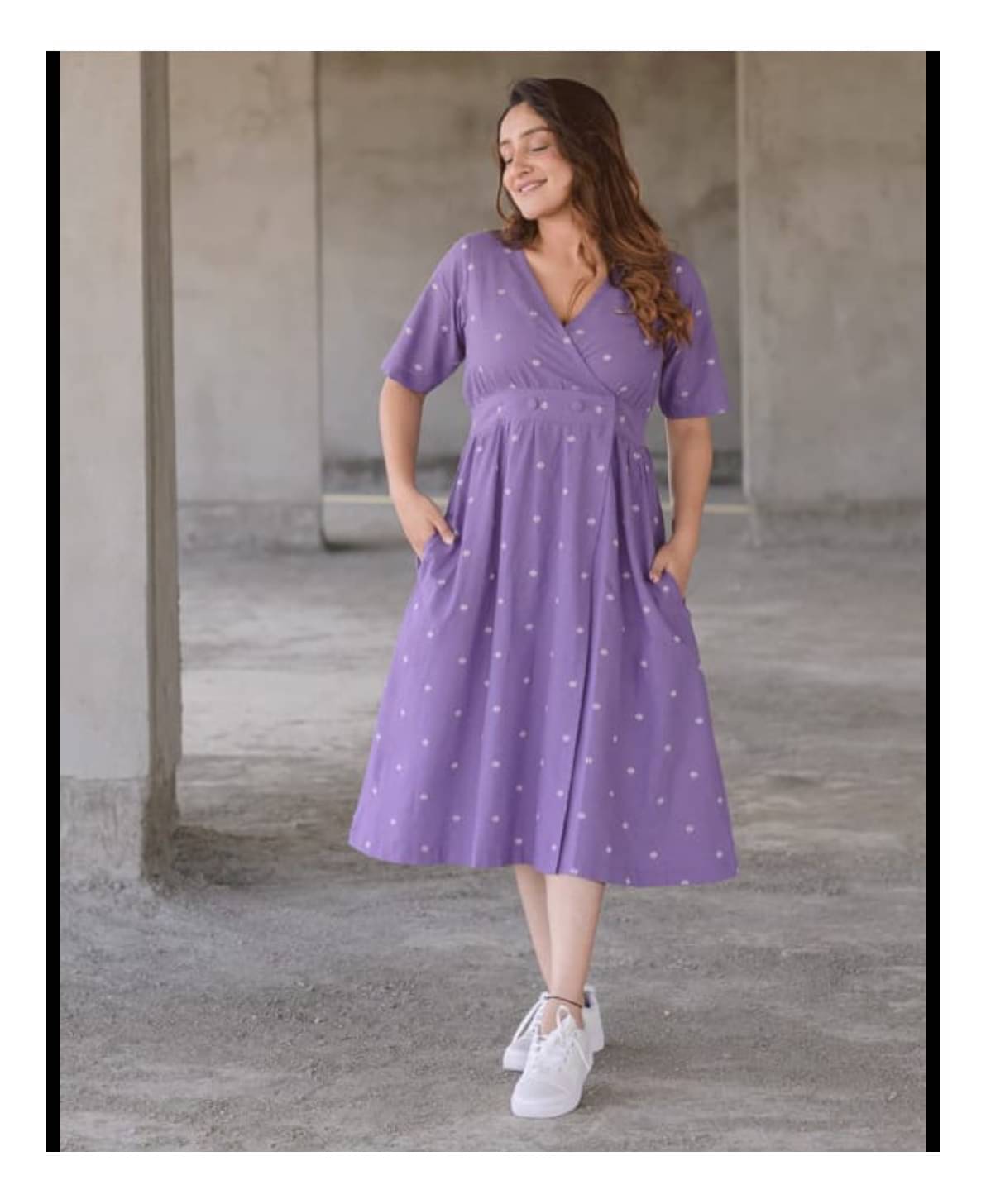 Gobya Women Rayon Printed Fit & Flare Dress ( Purple ) Gobya Women Rayon Printed Fit & Flare Dress ( Purple )