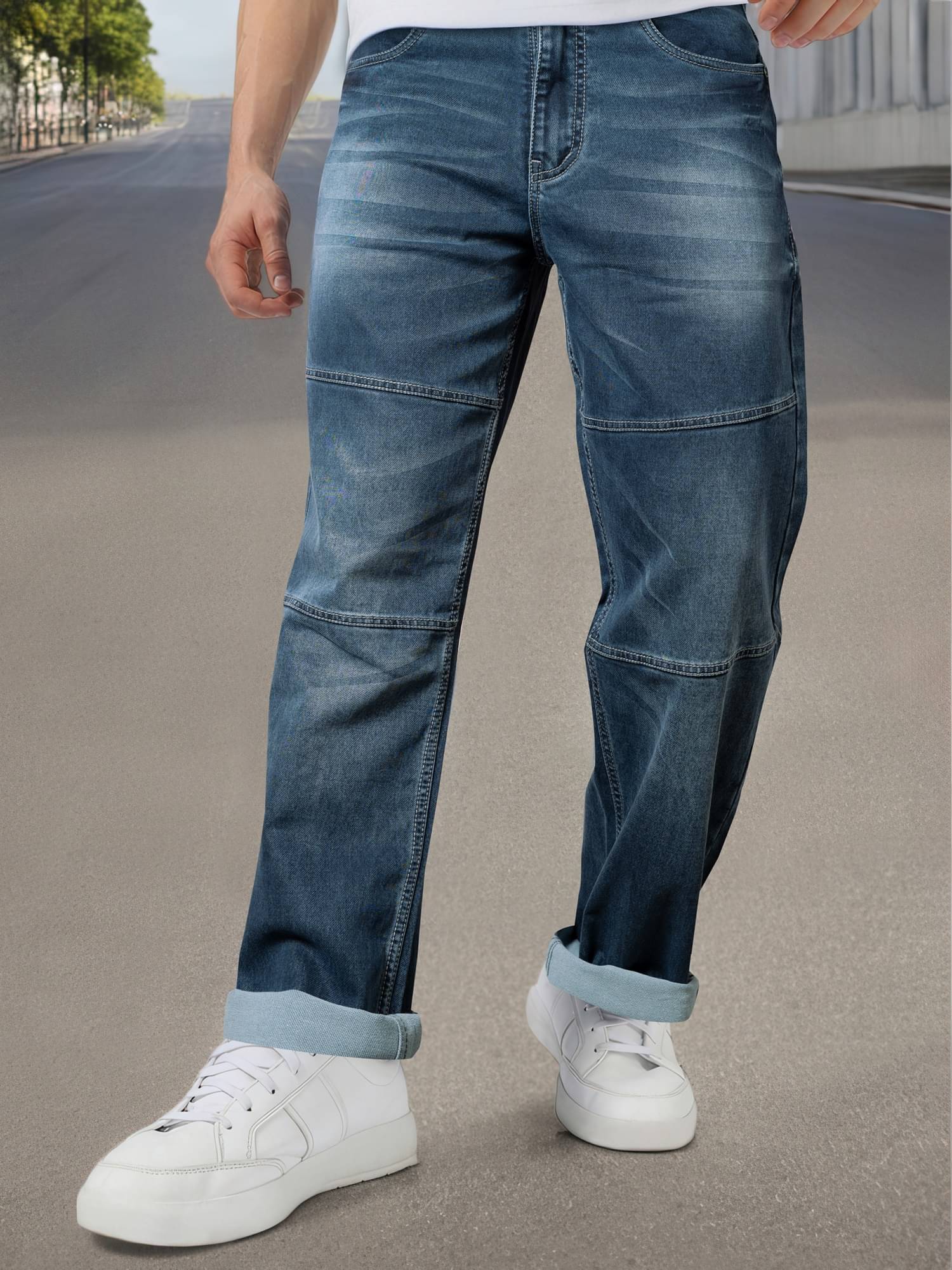 JB JUST BLACK Straight Faded Men's Jeans - Blue ( Pack of 1 ) JB JUST BLACK Straight Faded Men's Jeans - Blue ( Pack of 1 )