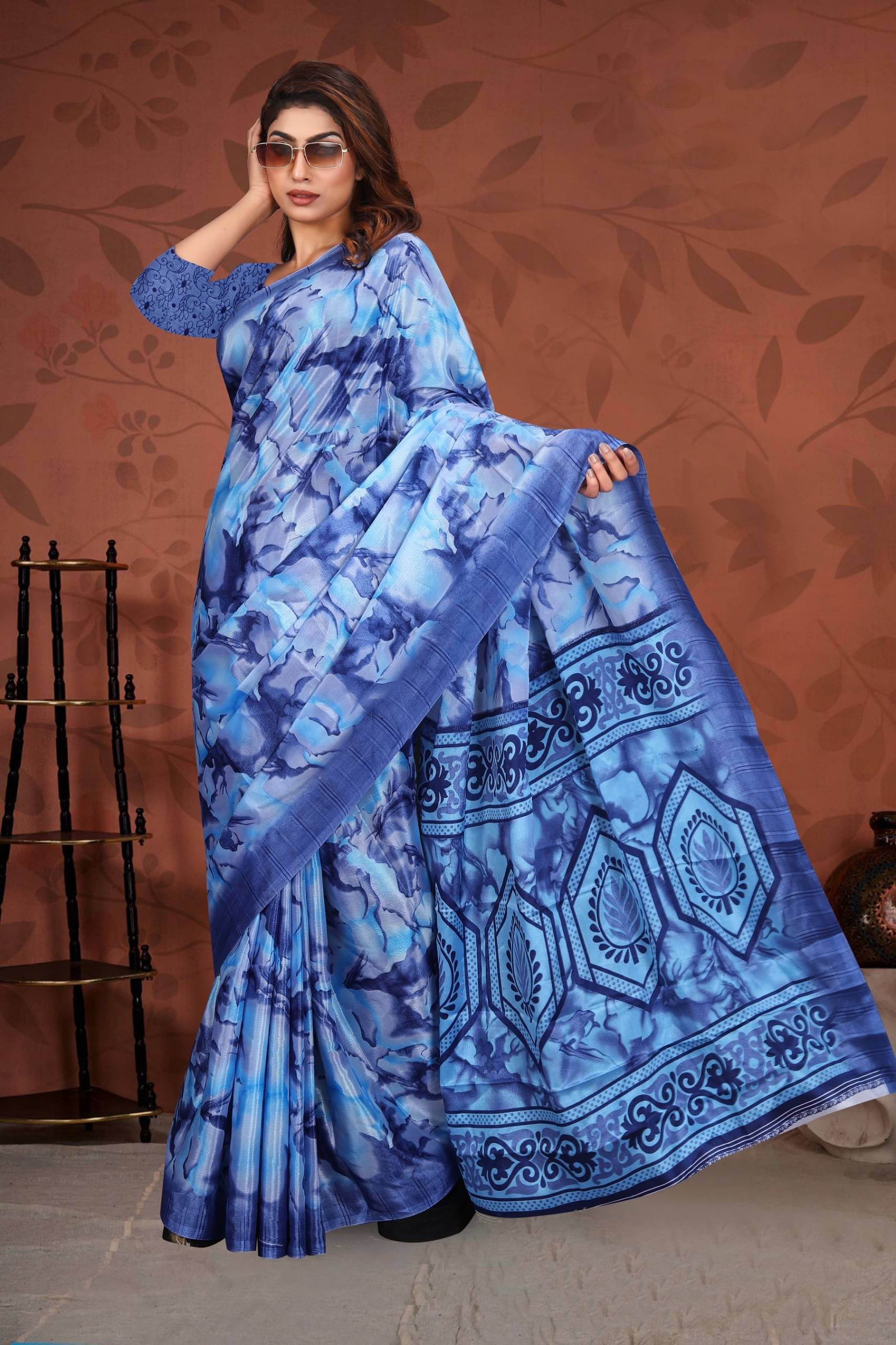     			JIHANA FAB Chiffon Printed Saree With Unstitched Blouse Piece ( Multicolor 2 )