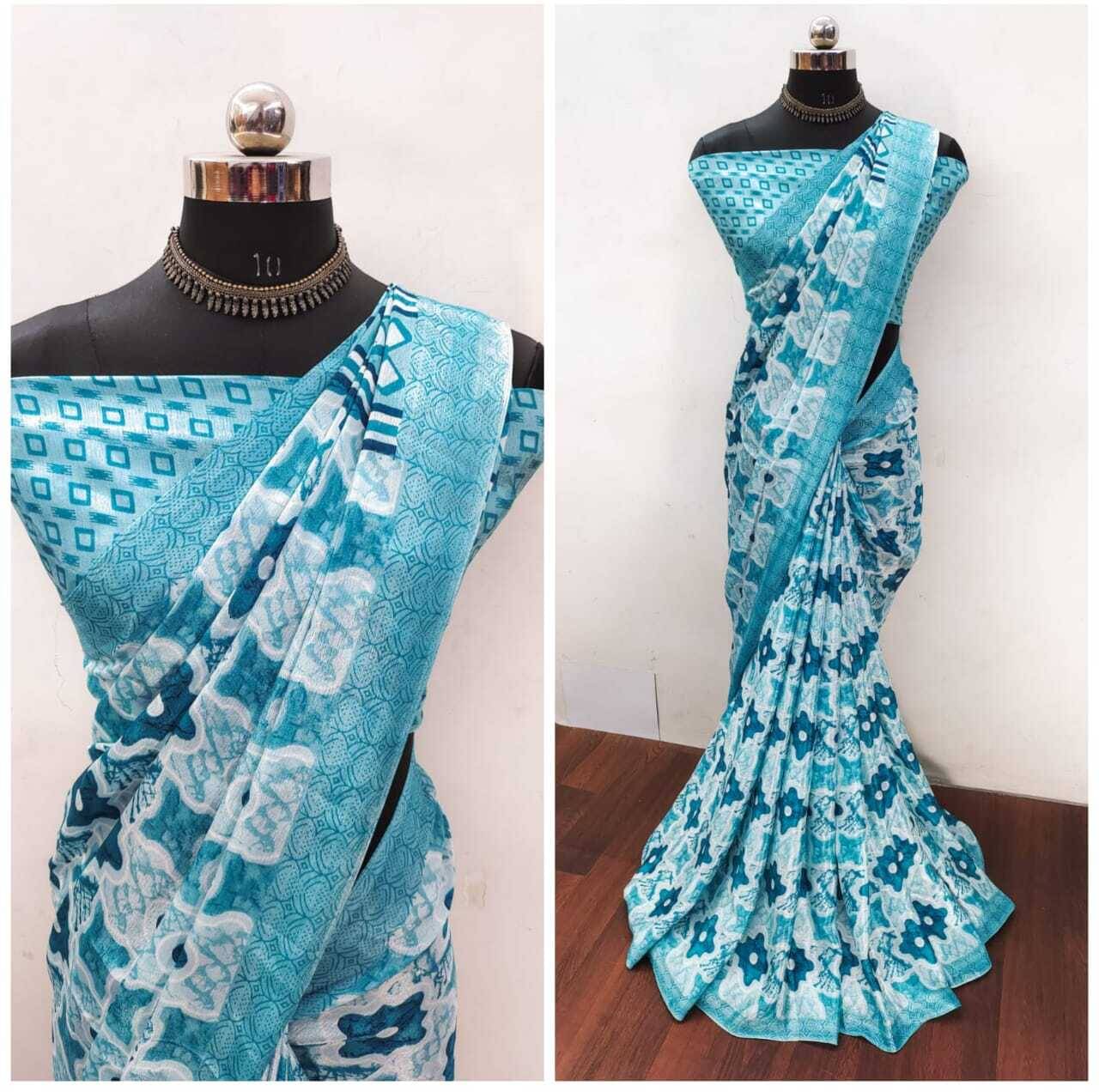 JIHANA FAB Chiffon Printed Saree With Unstitched Blouse Piece ( Multicolor 1 ) JIHANA FAB Chiffon Printed Saree With Unstitched Blouse Piece ( Multicolor 1 )