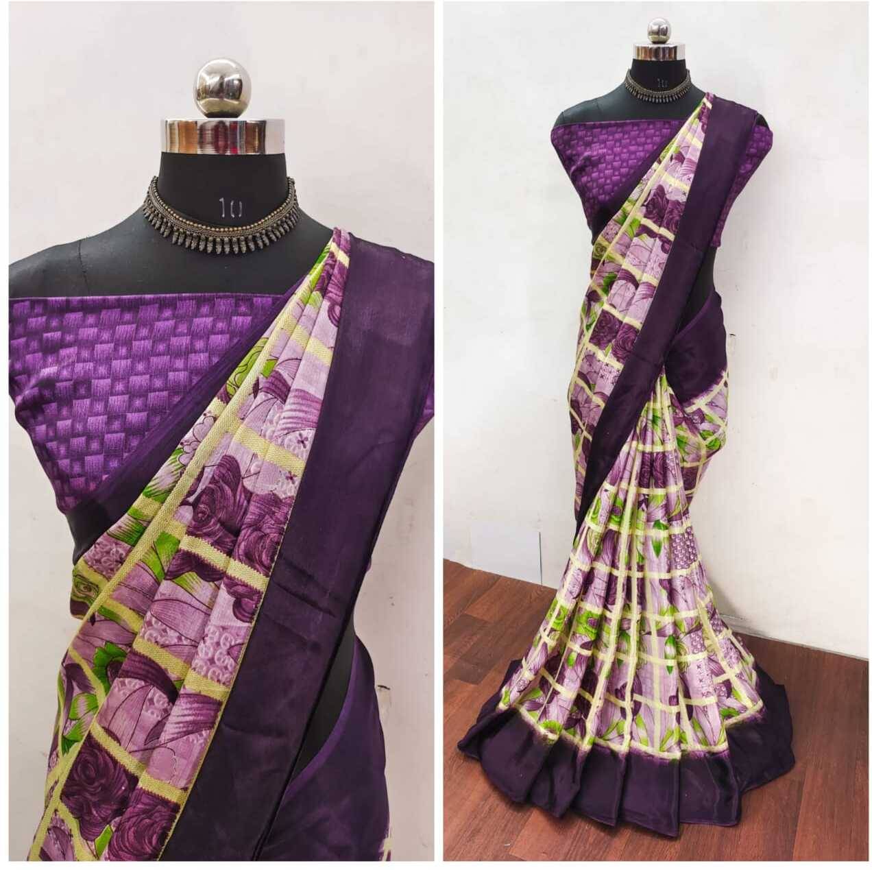 JIHANA FAB Georgette Printed Saree With Unstitched Blouse Piece ( Multicolor 1 ) JIHANA FAB Georgette Printed Saree With Unstitched Blouse Piece ( Multicolor 1 )