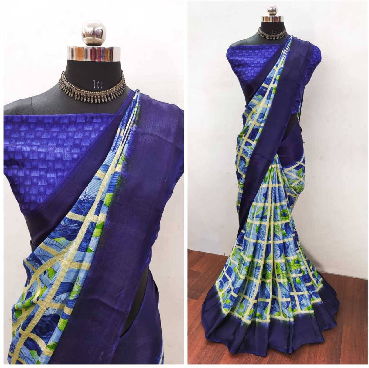 JIHANA FAB Georgette Printed Saree With Unstitched Blouse Piece ( Multicolor 3 ) JIHANA FAB Georgette Printed Saree With Unstitched Blouse Piece ( Multicolor 3 )