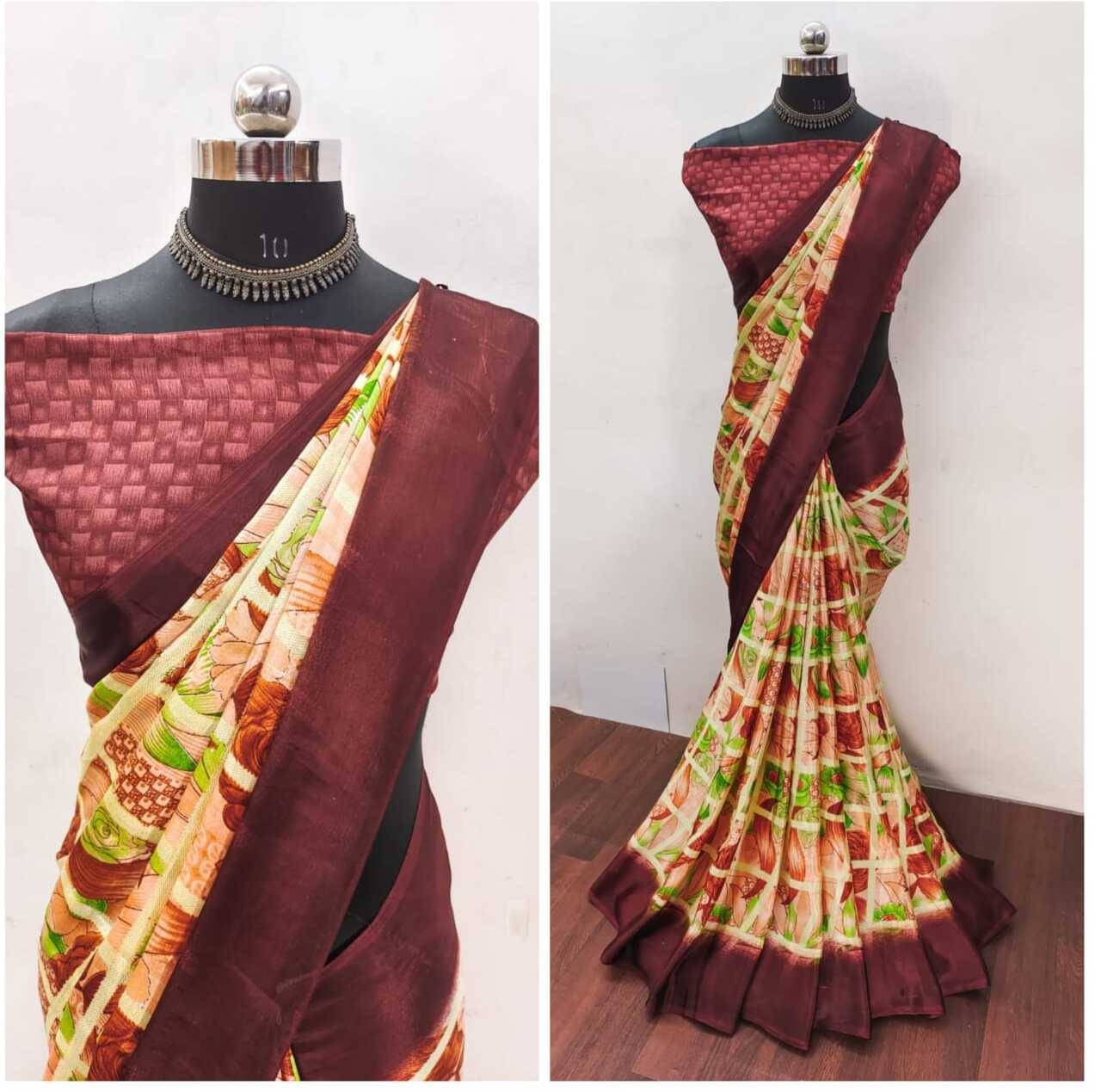 JIHANA FAB Georgette Printed Saree With Unstitched Blouse Piece ( Multicolor 2 ) JIHANA FAB Georgette Printed Saree With Unstitched Blouse Piece ( Multicolor 2 )