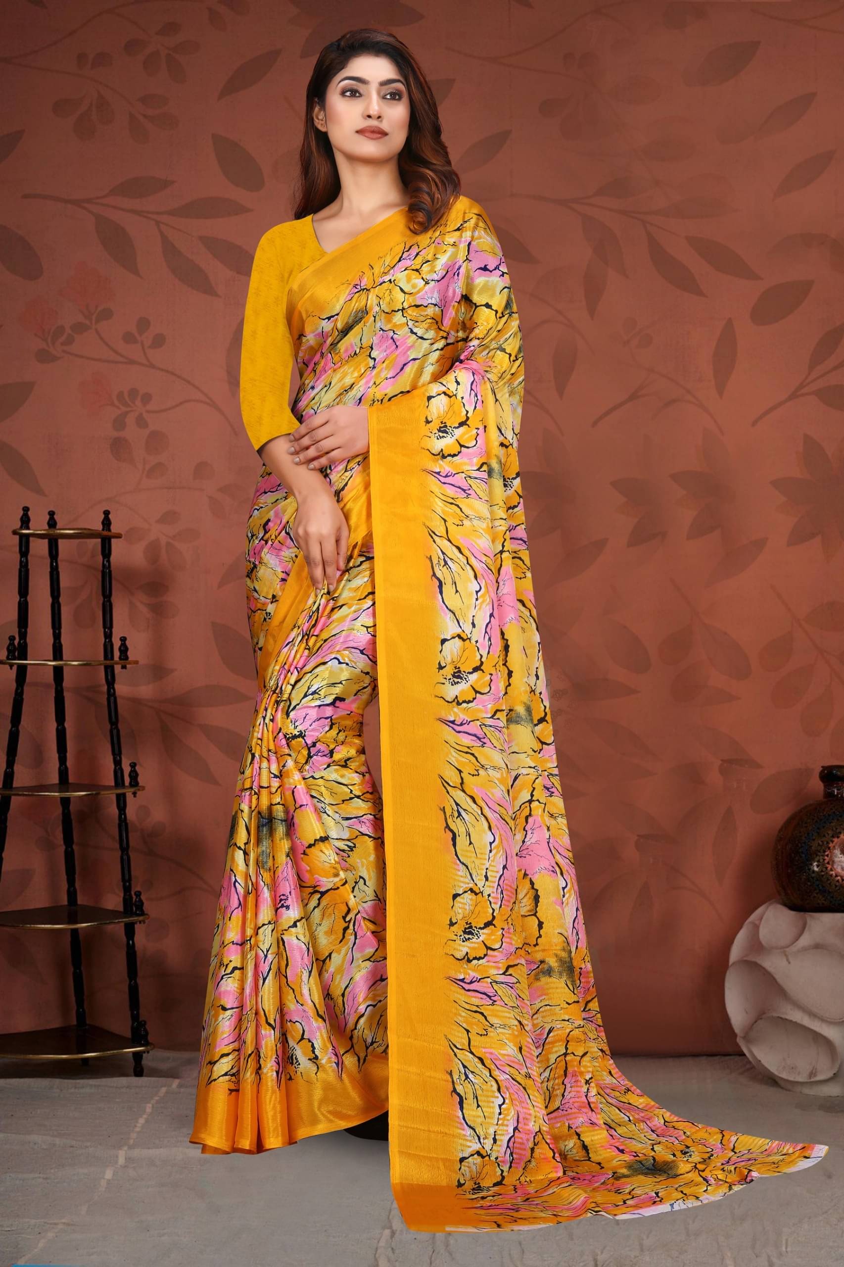     			JIHANA FAB Georgette Printed Saree With Unstitched Blouse Piece ( Multicolor 2 )