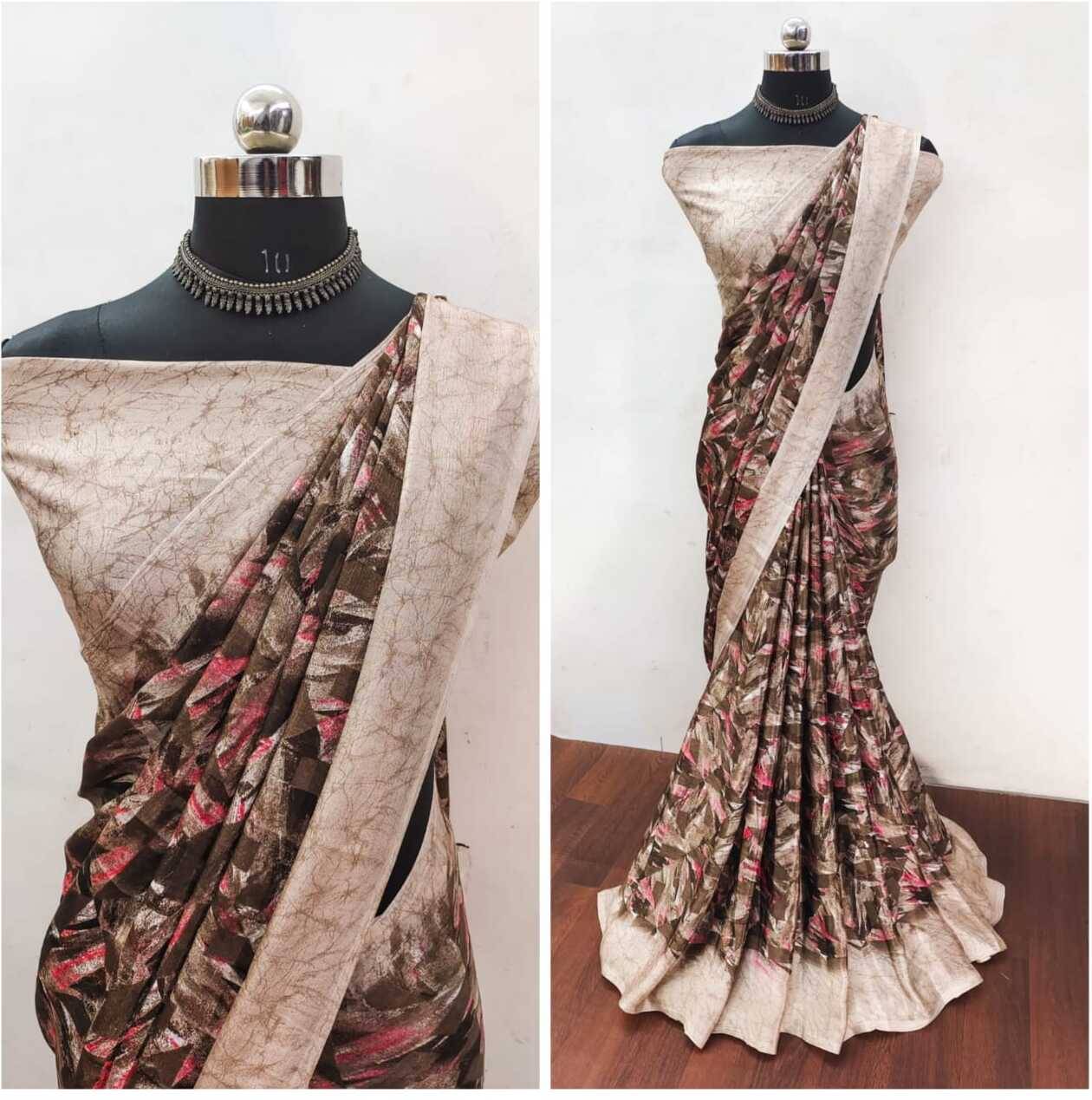 JIHANA FAB Georgette Printed Saree With Unstitched Blouse Piece ( Multicolor ) JIHANA FAB Georgette Printed Saree With Unstitched Blouse Piece ( Multicolor )