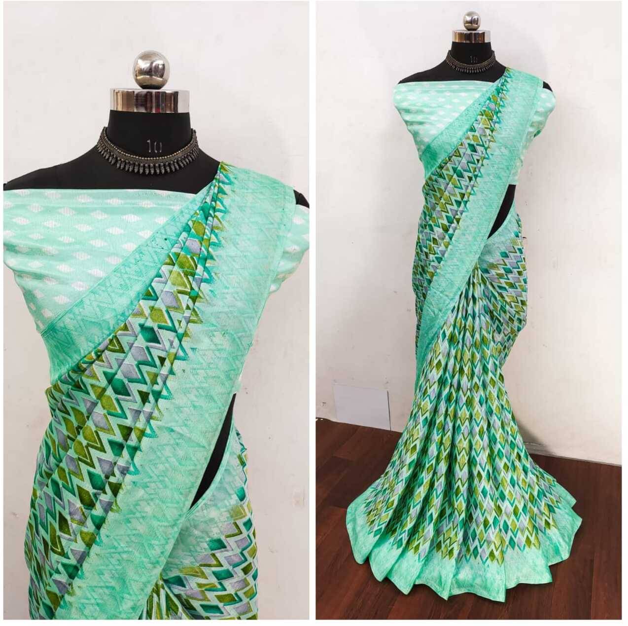 JIHANA FAB Georgette Printed Saree With Unstitched Blouse Piece ( Multicolor 3 ) JIHANA FAB Georgette Printed Saree With Unstitched Blouse Piece ( Multicolor 3 )