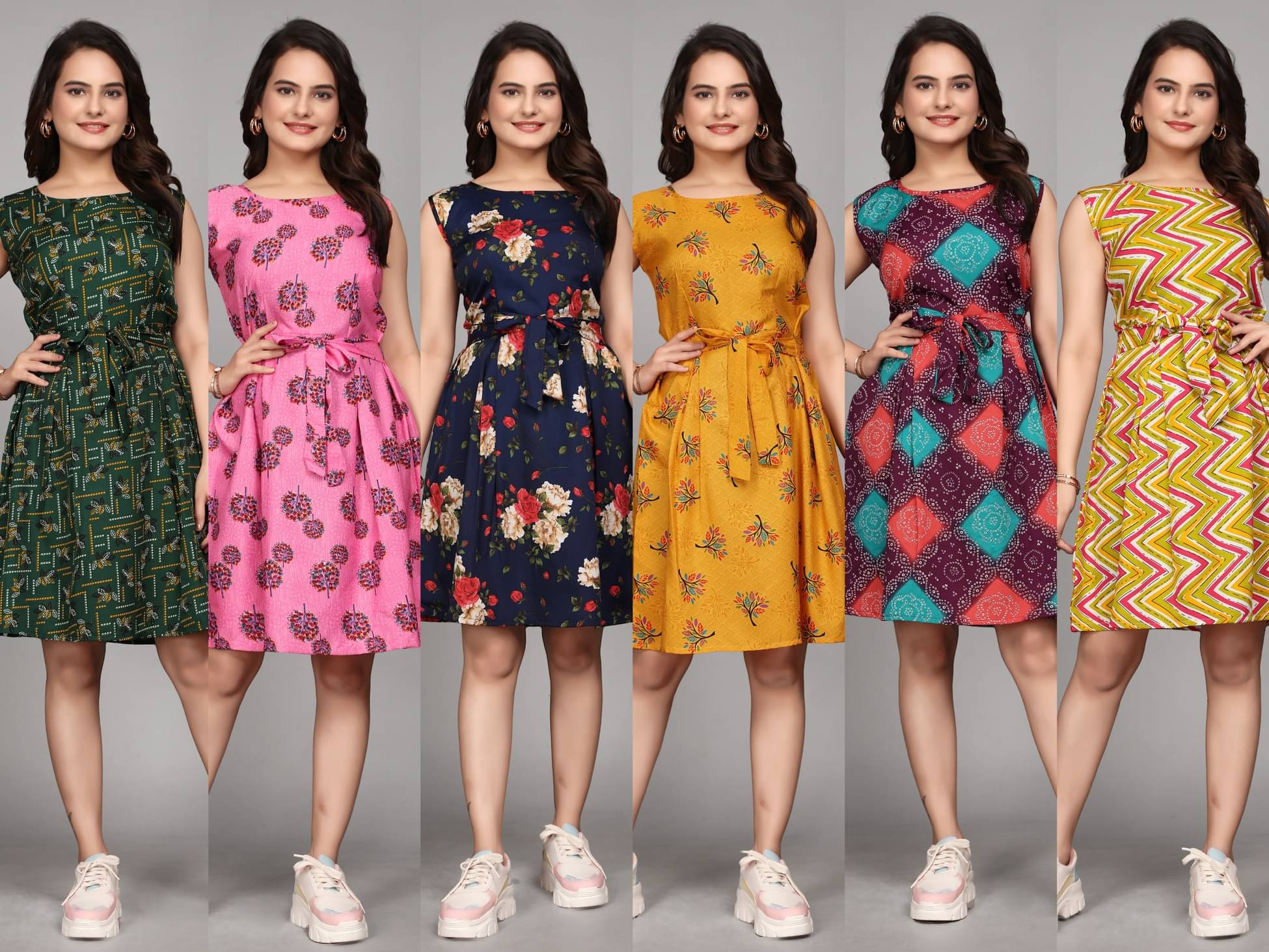 KALAVRITTA Women Crepe Printed Fit & Flare Dress ( Multicolor ) KALAVRITTA Women Crepe Printed Fit & Flare Dress ( Multicolor )