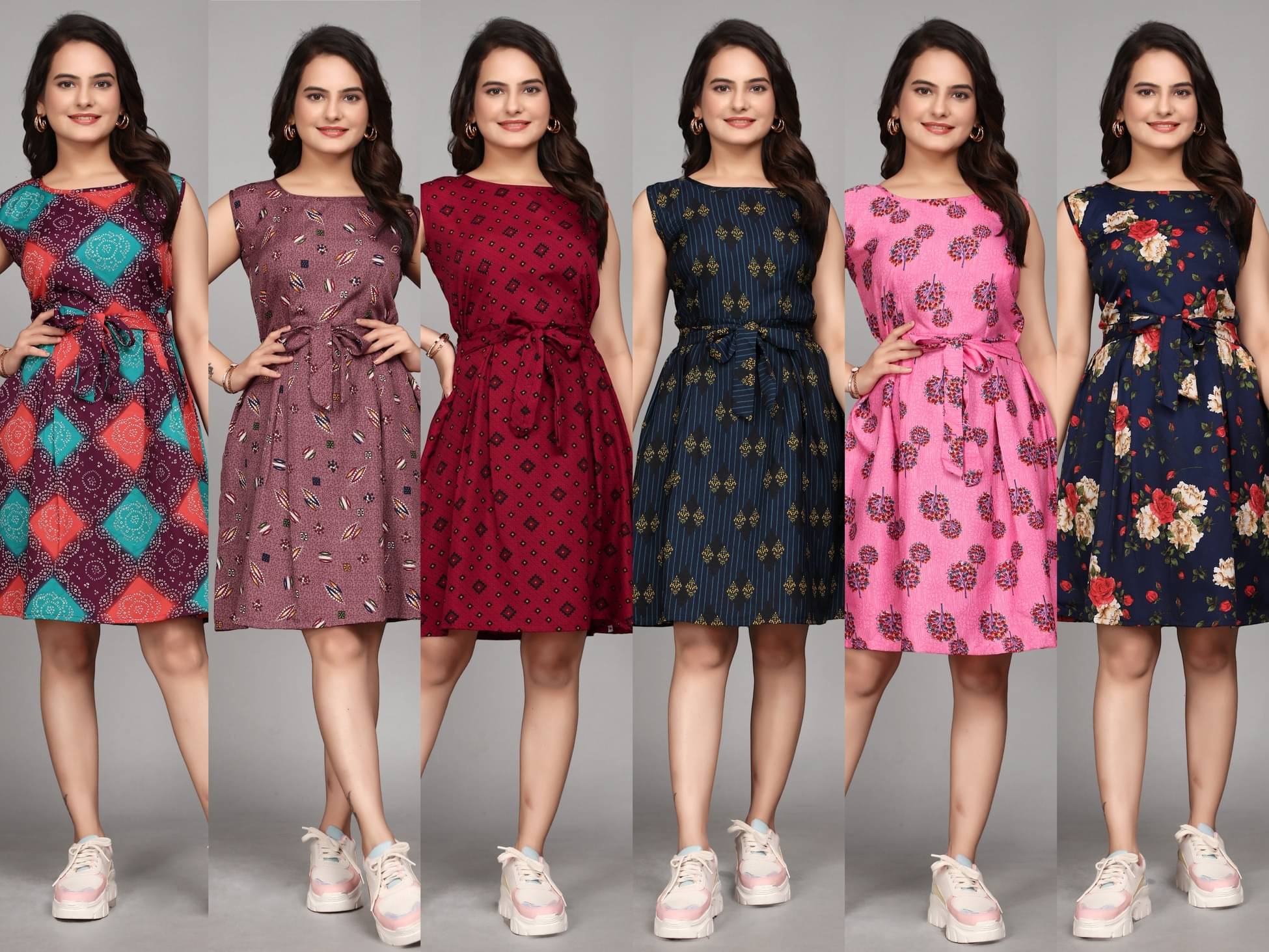     			KALAVRITTA Women Crepe Printed Fit & Flare Dress ( Multicolor )
