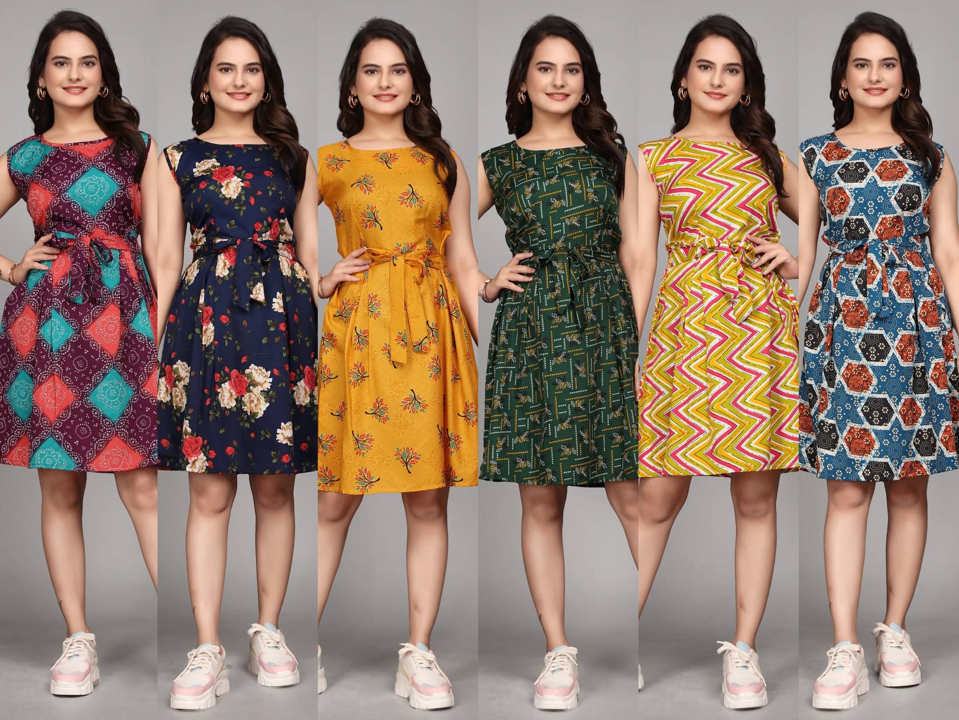 KALAVRITTA Women Crepe Printed Fit & Flare Dress ( Multicolor ) KALAVRITTA Women Crepe Printed Fit & Flare Dress ( Multicolor )