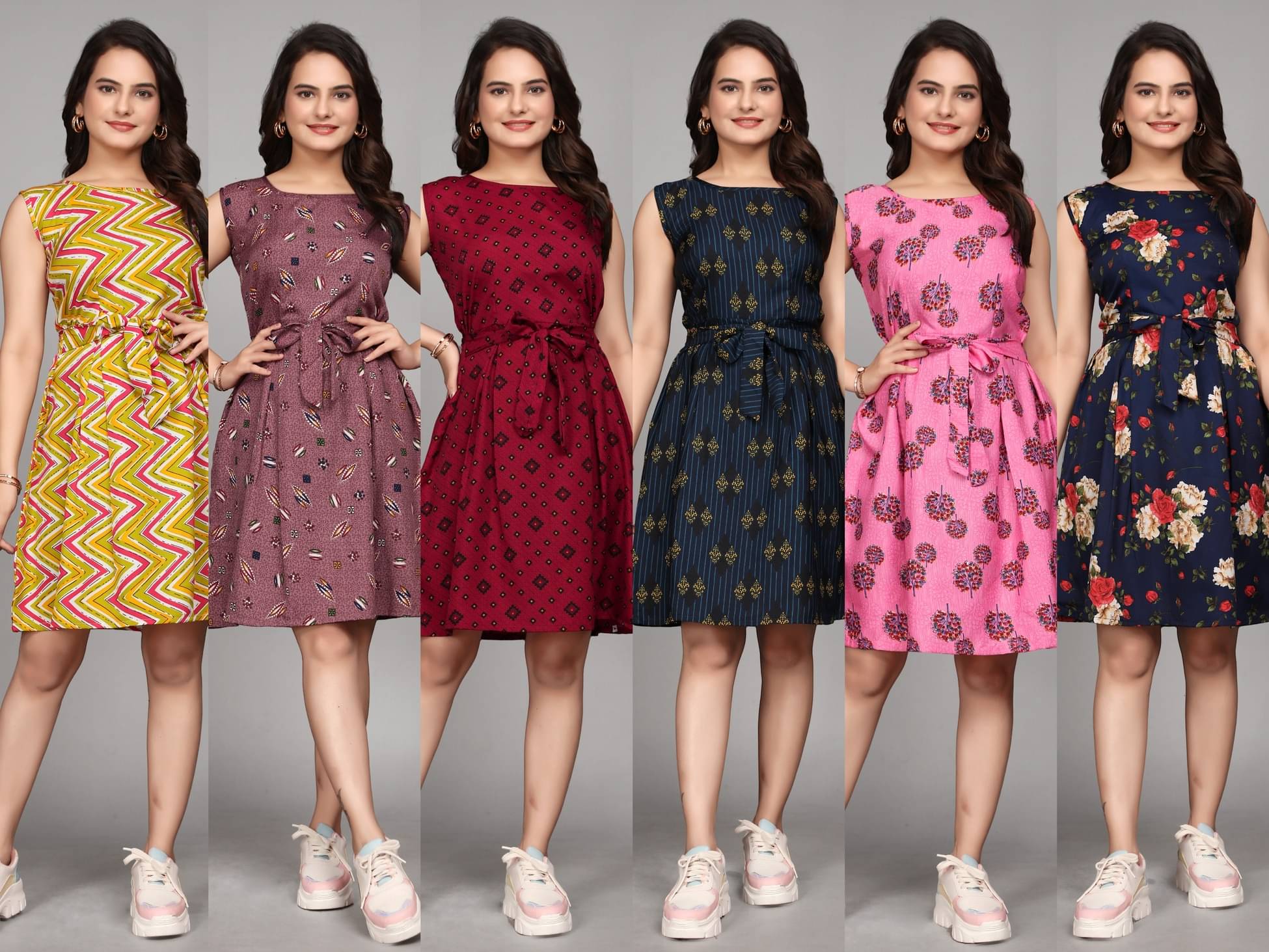     			KALAVRITTA Women Crepe Printed Fit & Flare Dress ( Multicolor )