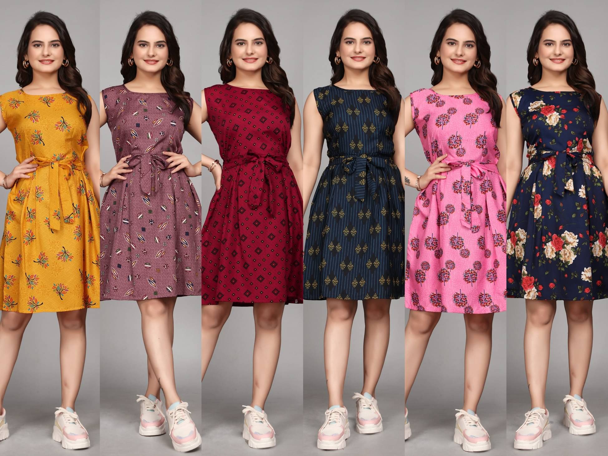    			KALAVRITTA Women Crepe Printed Fit & Flare Dress ( Multicolor )