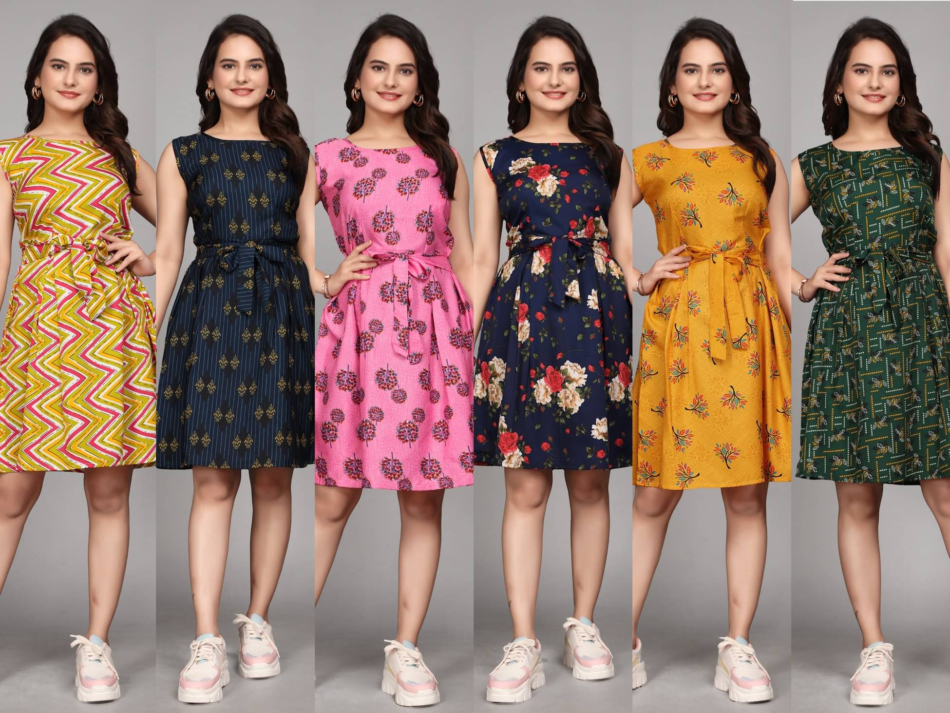 KALAVRITTA Women Crepe Printed Fit & Flare Dress ( Multicolor ) KALAVRITTA Women Crepe Printed Fit & Flare Dress ( Multicolor )
