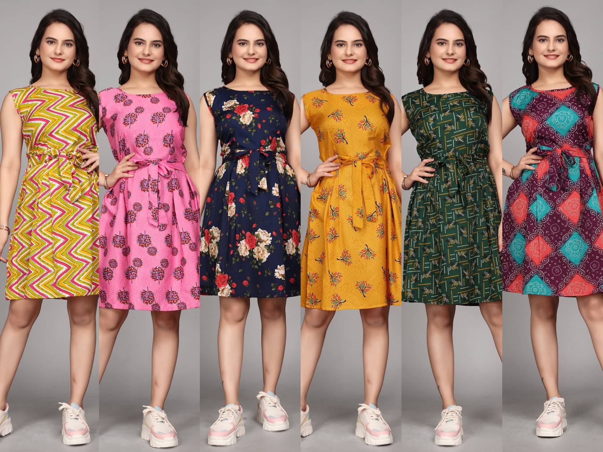     			KALAVRITTA Women Crepe Printed Fit & Flare Dress ( Multicolor )
