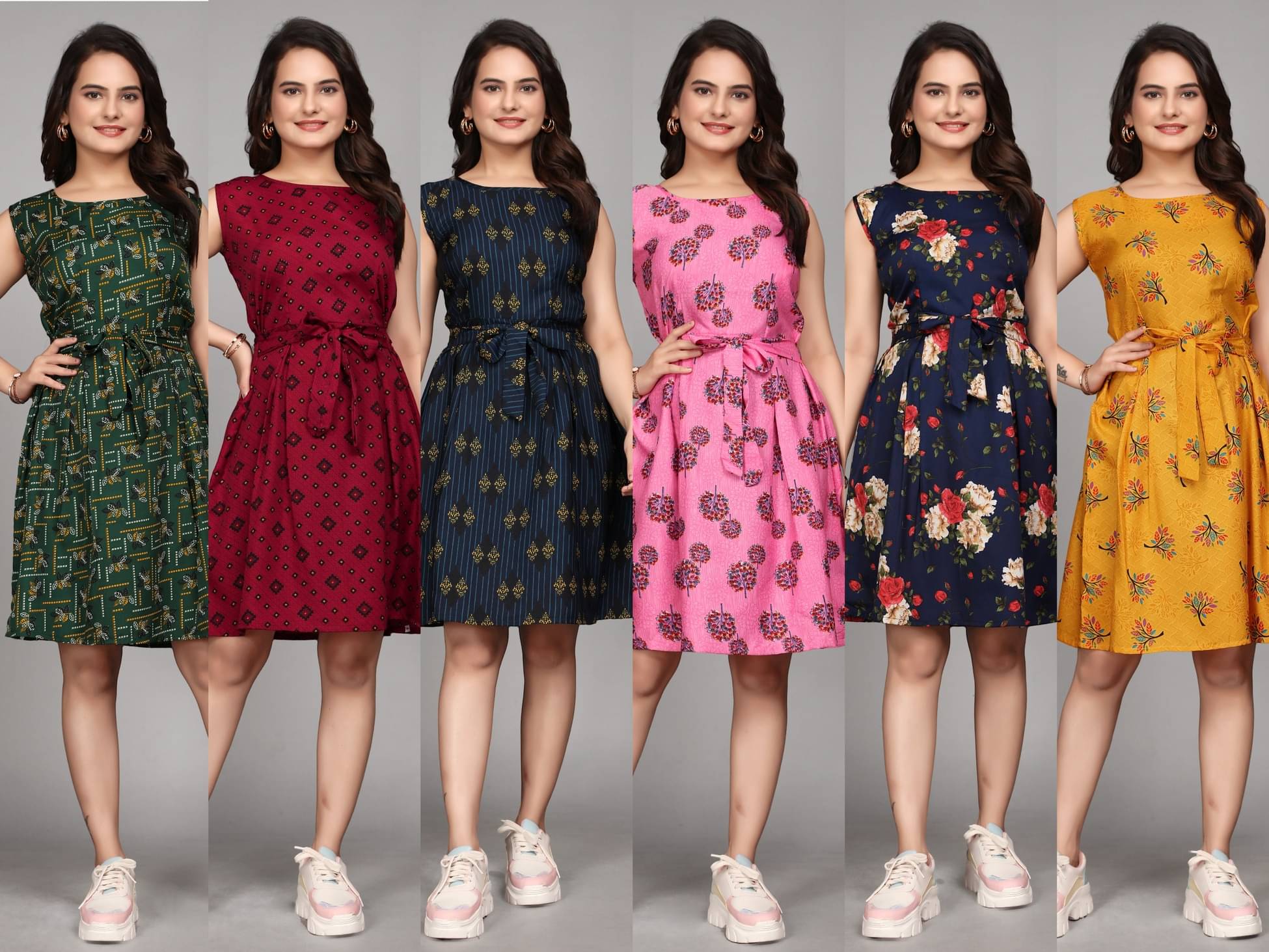     			KALAVRITTA Women Crepe Printed Fit & Flare Dress ( Multicolor )