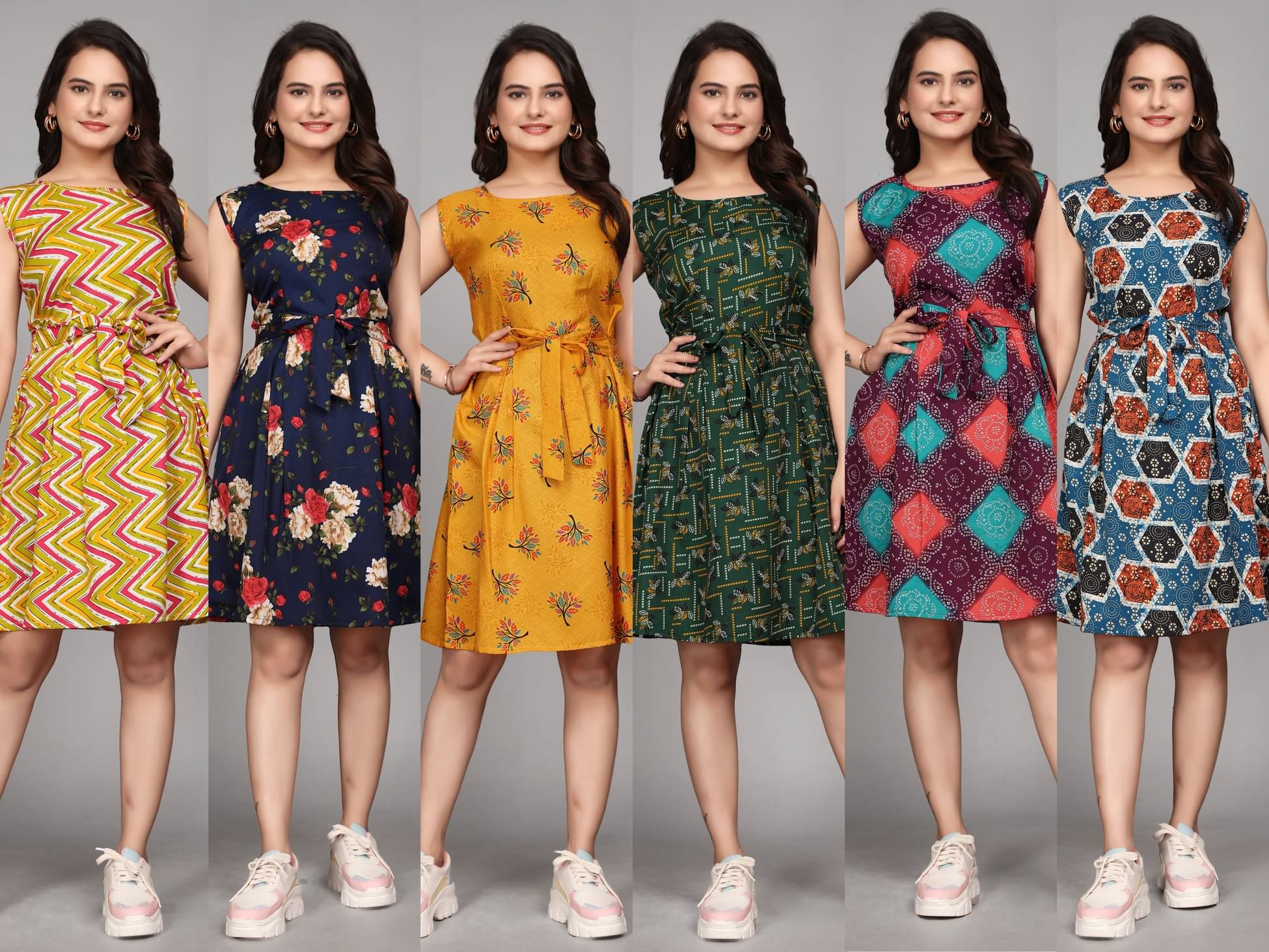     			KALAVRITTA Women Crepe Printed Fit & Flare Dress ( Multicolor )