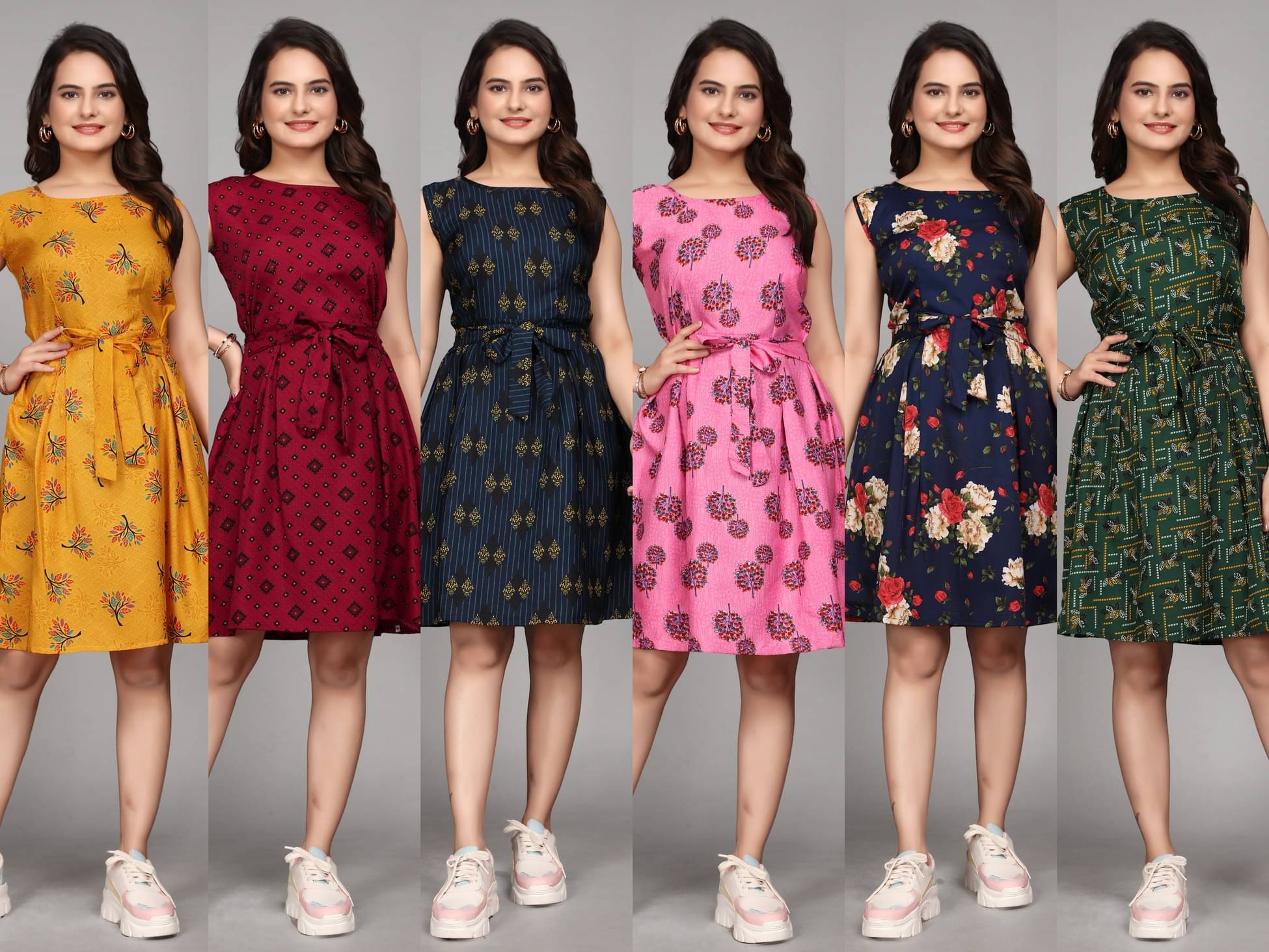     			KALAVRITTA Women Crepe Printed Fit & Flare Dress ( Multicolor )