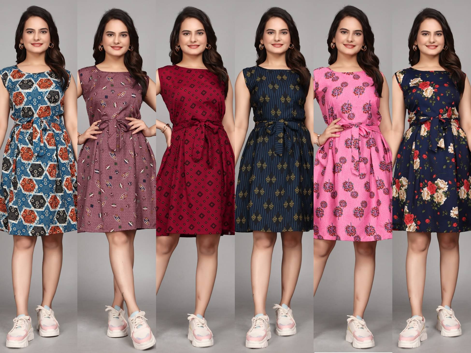 KALAVRITTA Women Crepe Printed Fit & Flare Dress ( Multicolor ) KALAVRITTA Women Crepe Printed Fit & Flare Dress ( Multicolor )