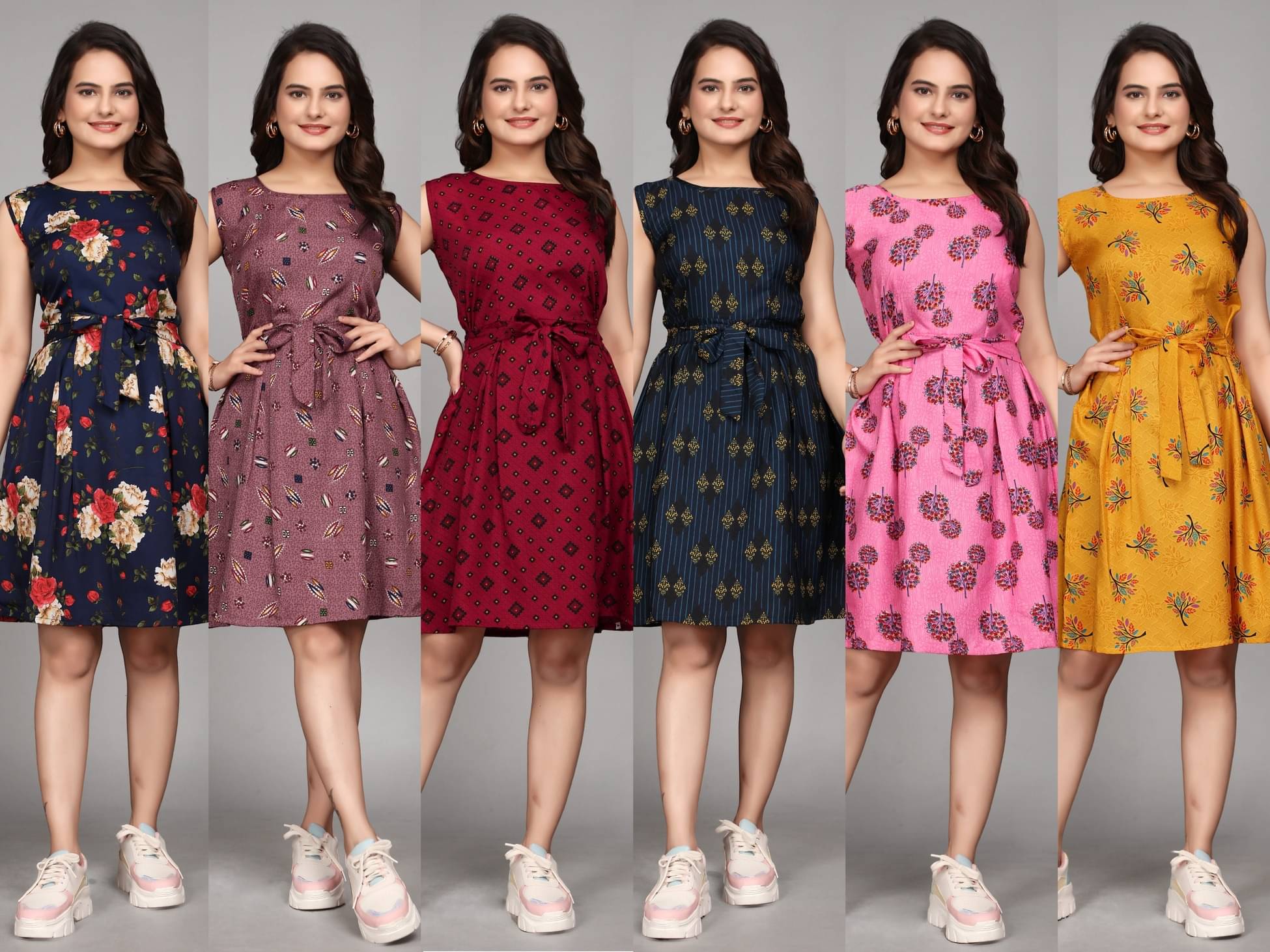     			KALAVRITTA Women Crepe Printed Fit & Flare Dress ( Multicolor )