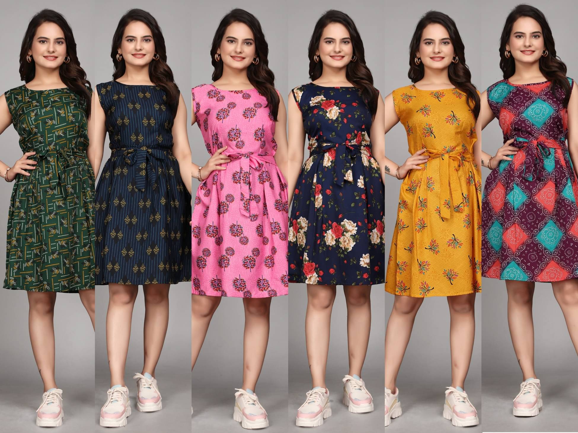     			KALAVRITTA Women Crepe Printed Fit & Flare Dress ( Multicolor )