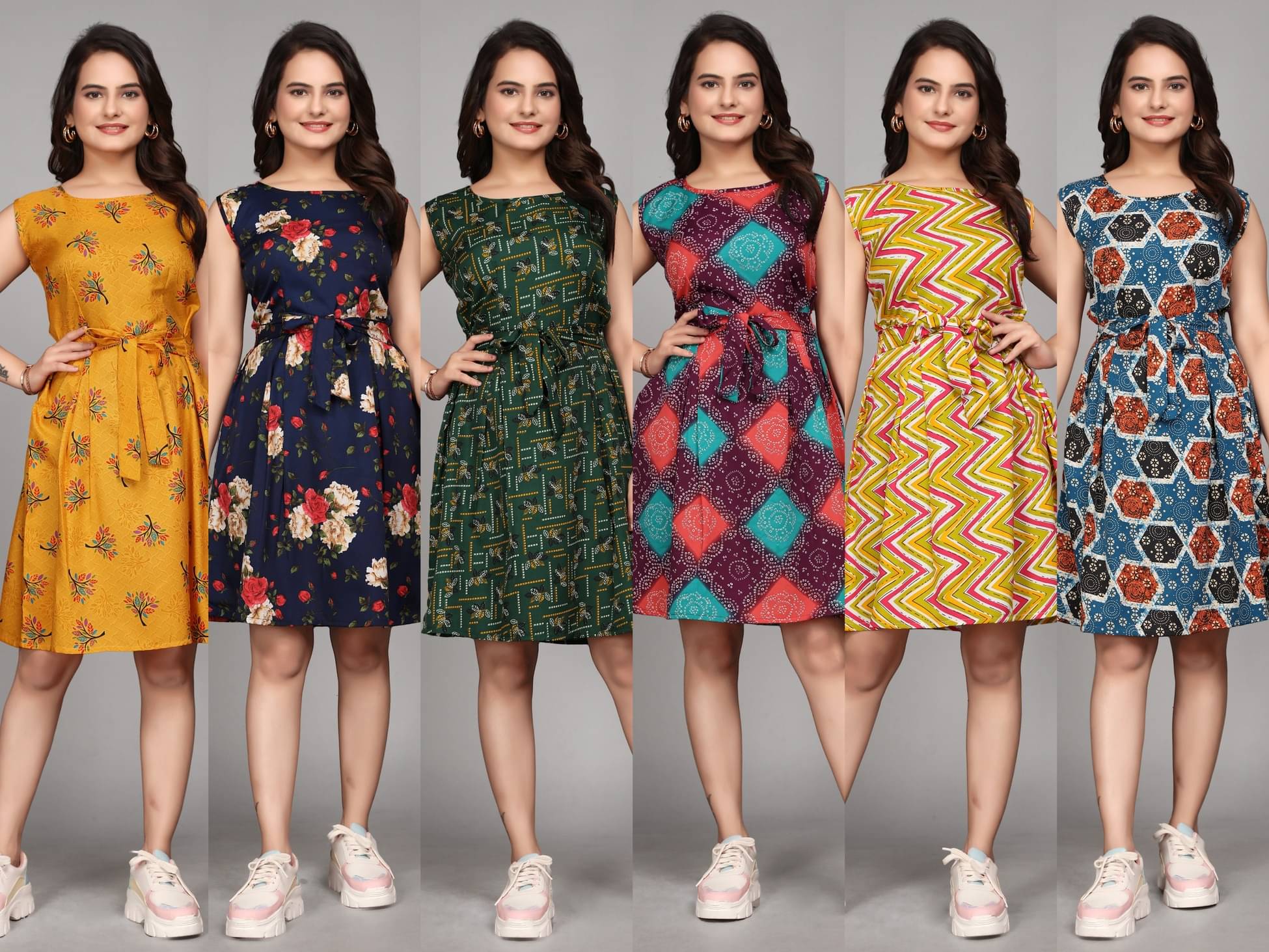 KALAVRITTA Women Crepe Printed Fit & Flare Dress ( Multicolor ) KALAVRITTA Women Crepe Printed Fit & Flare Dress ( Multicolor )