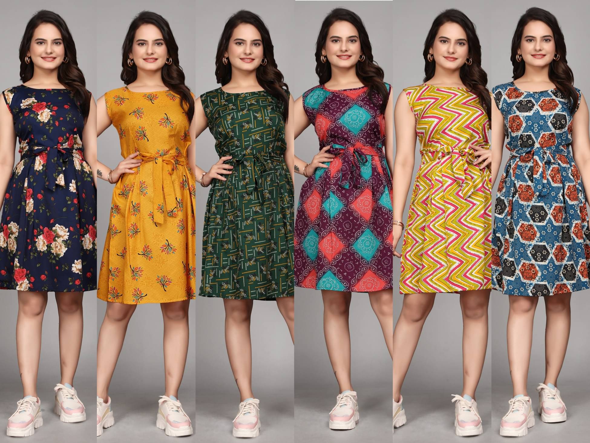 KALAVRITTA Women Crepe Printed Fit & Flare Dress ( Multicolor ) KALAVRITTA Women Crepe Printed Fit & Flare Dress ( Multicolor )