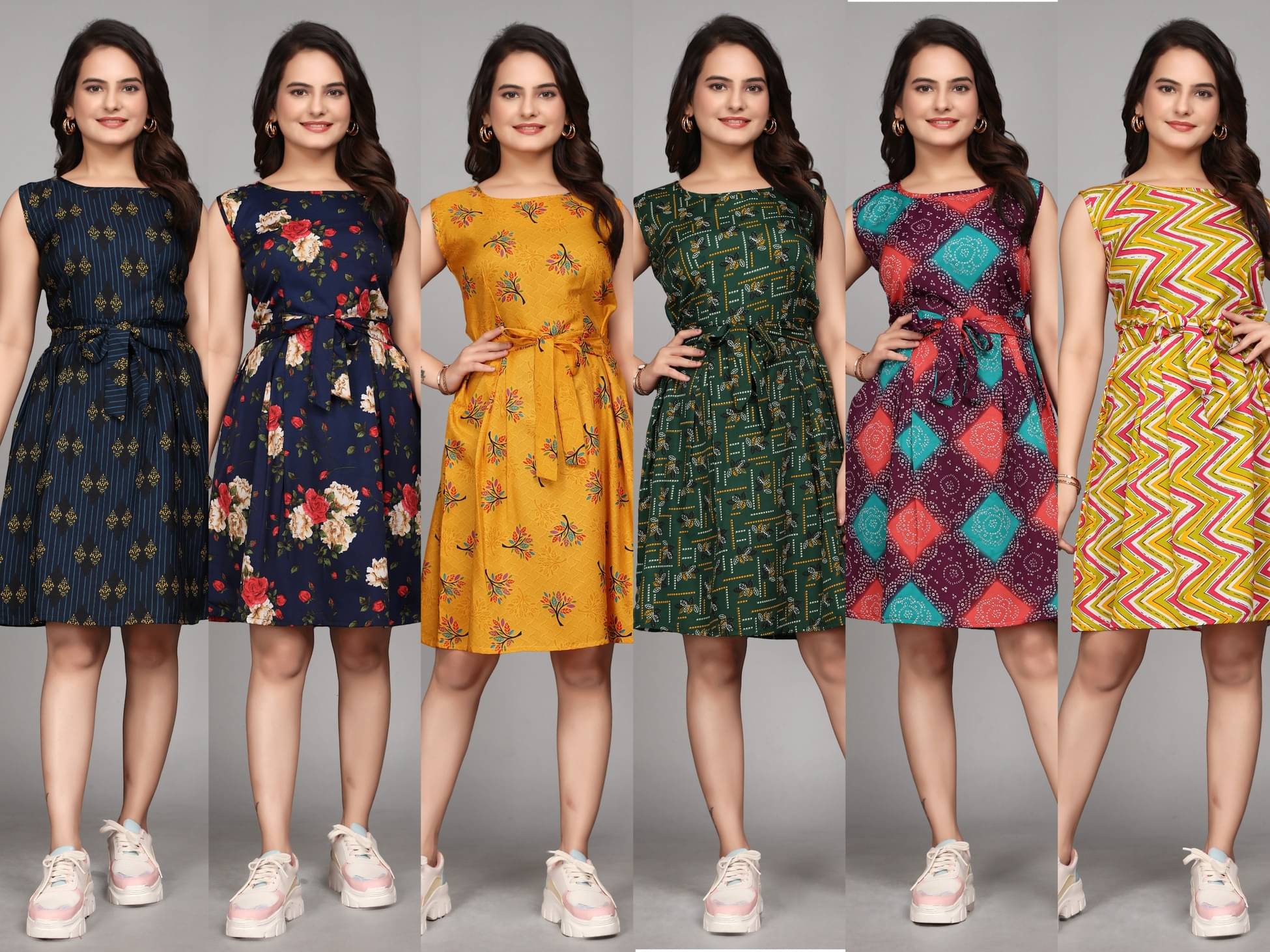 KALAVRITTA Women Crepe Printed Fit & Flare Dress ( Multicolor )     			KALAVRITTA Women Crepe Printed Fit & Flare Dress ( Multicolor )