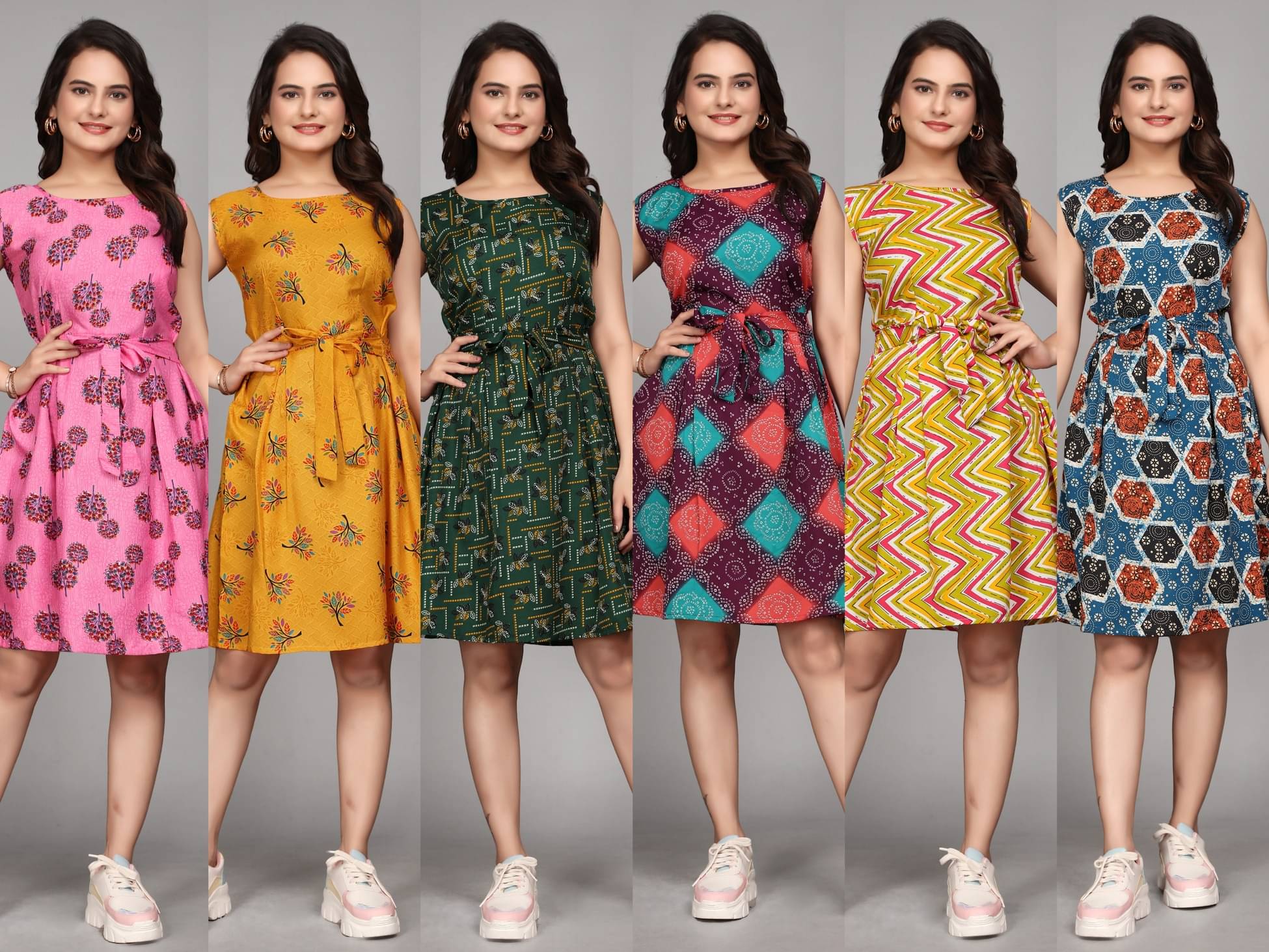     			KALAVRITTA Women Crepe Printed Fit & Flare Dress ( Multicolor )