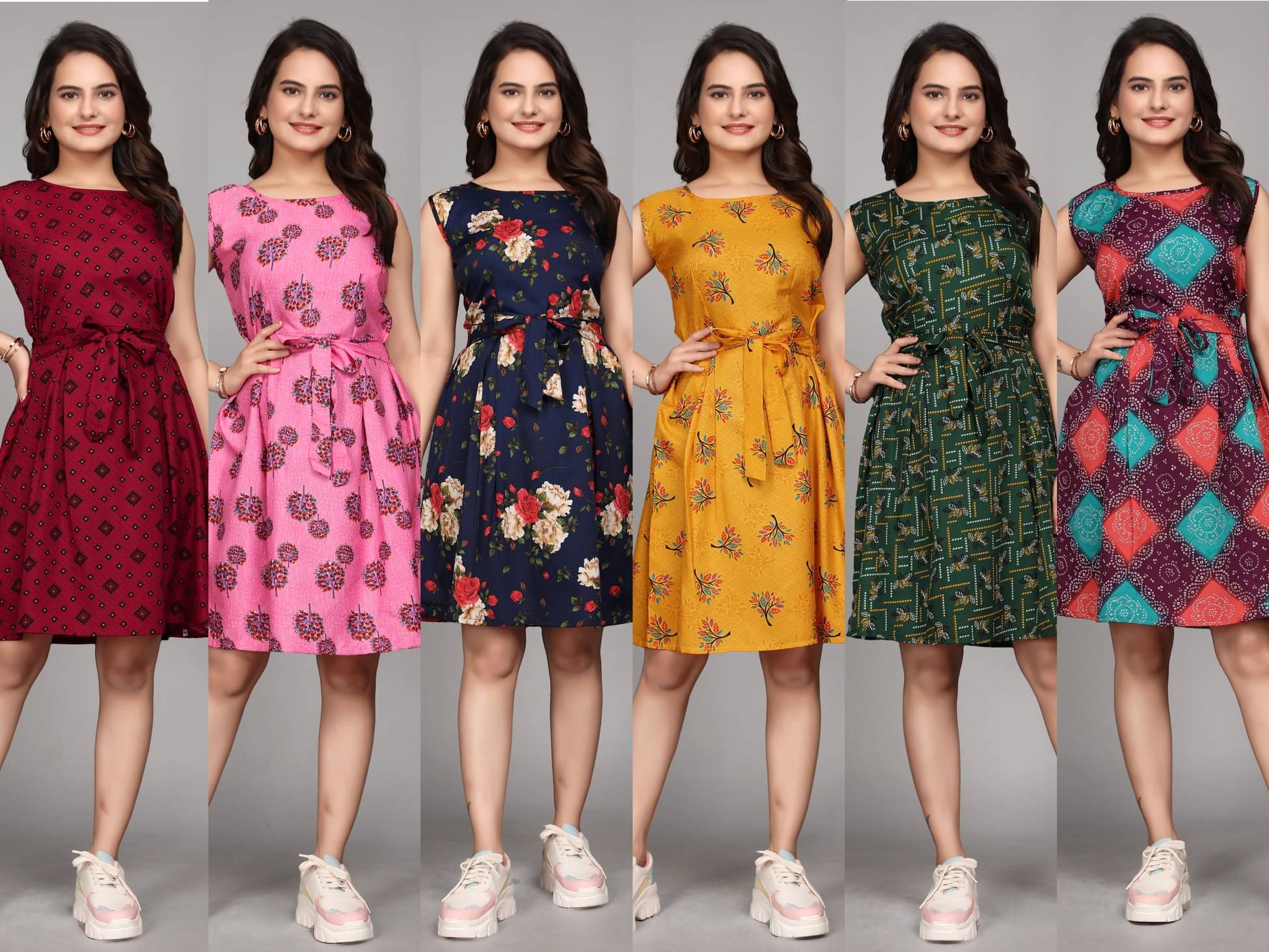     			KALAVRITTA Women Crepe Printed Fit & Flare Dress ( Multicolor )
