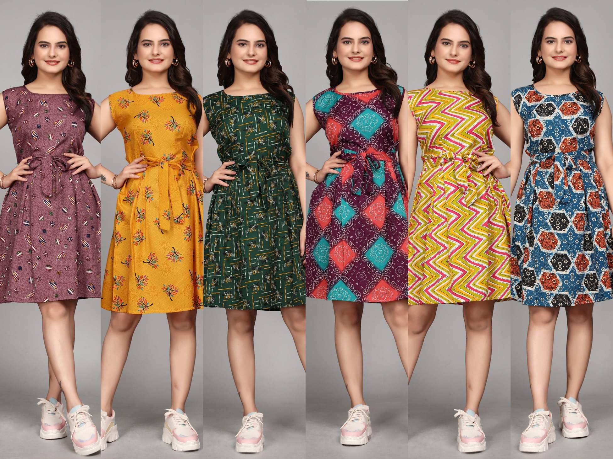     			KALAVRITTA Women Crepe Printed Fit & Flare Dress ( Multicolor )