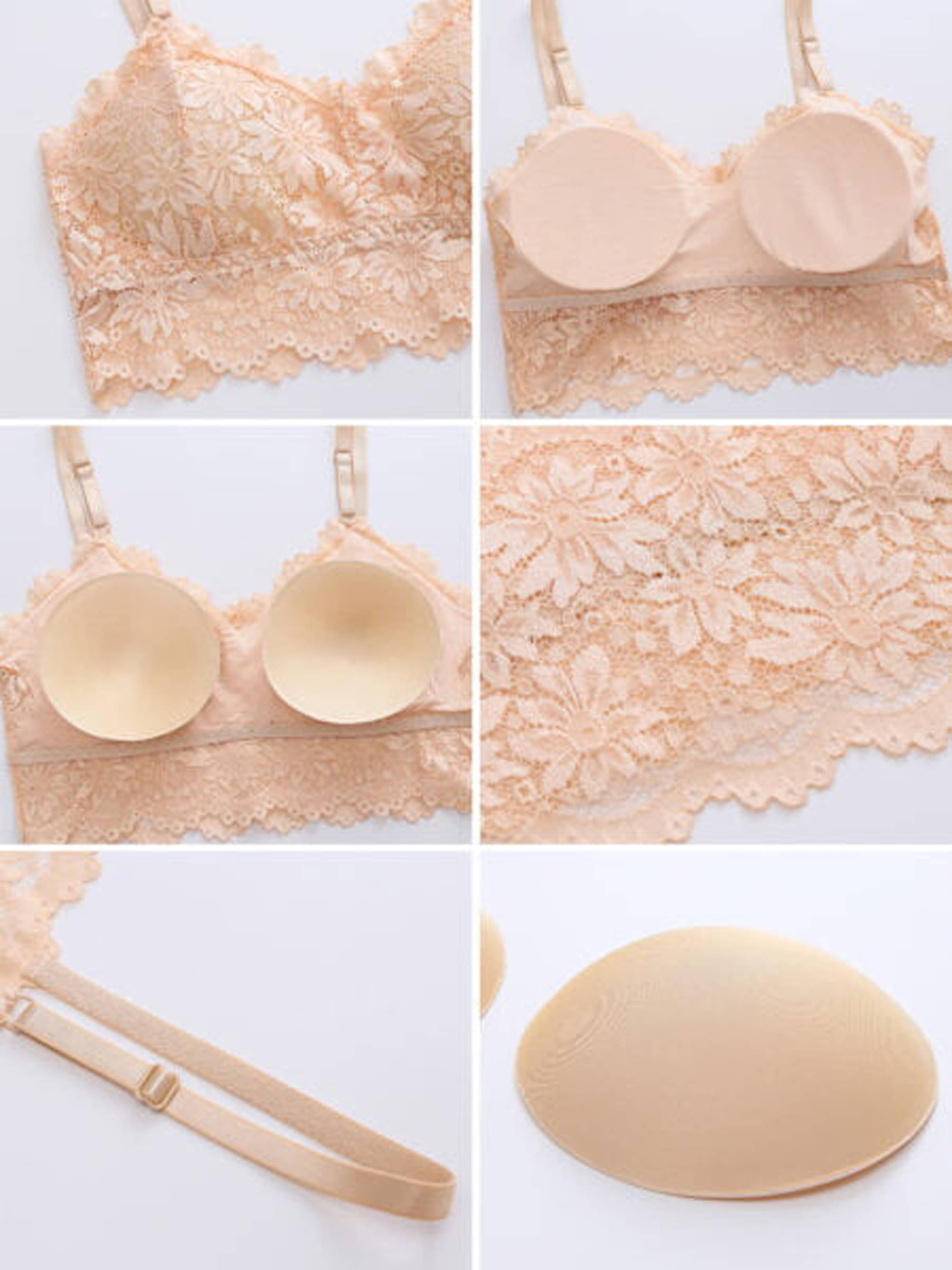     			Kamini Pack of 1 Lace Lightly Padded Bralette Bra For Women ( Beige )