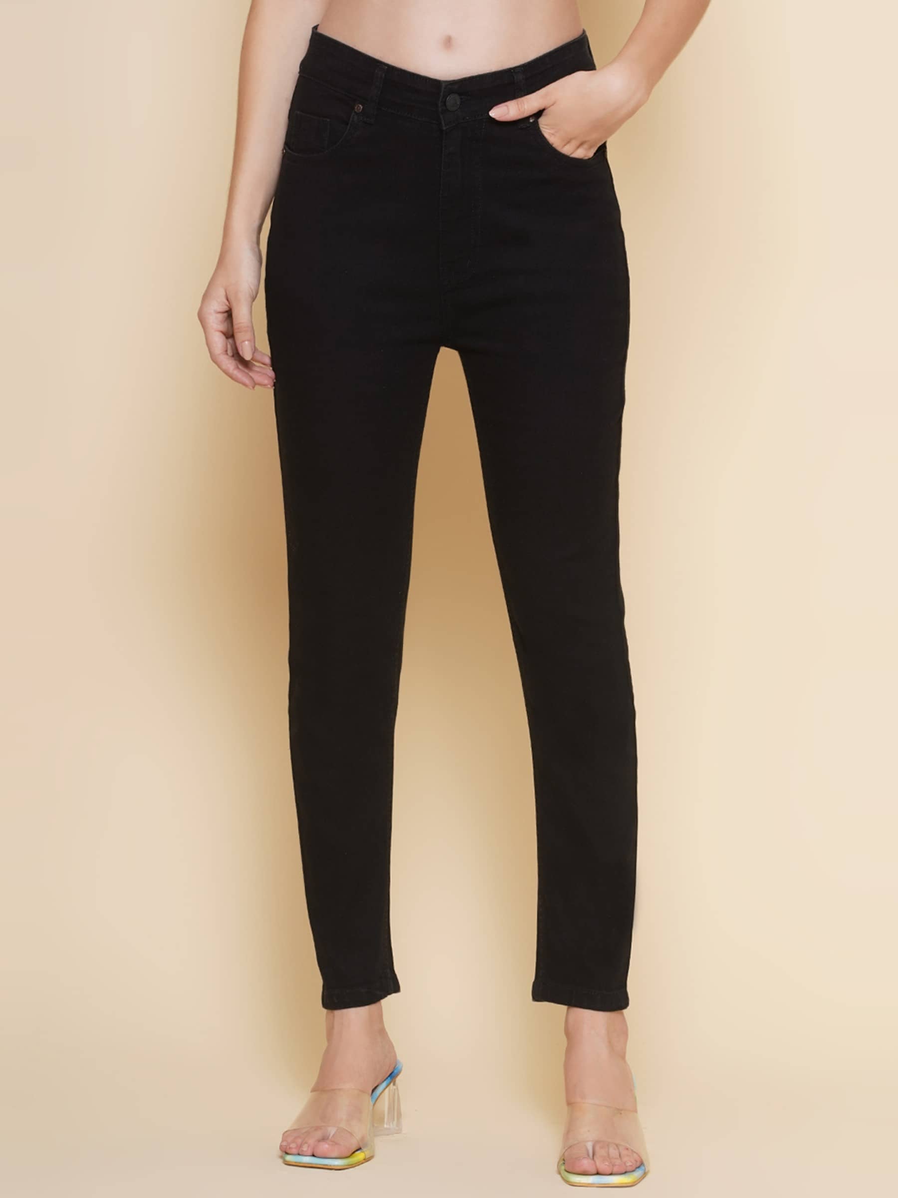 Kashian - Black Denim Slim Fit Women's Jeans ( Pack of 1 ) - Jeans | Buy online on ZillyBuy
