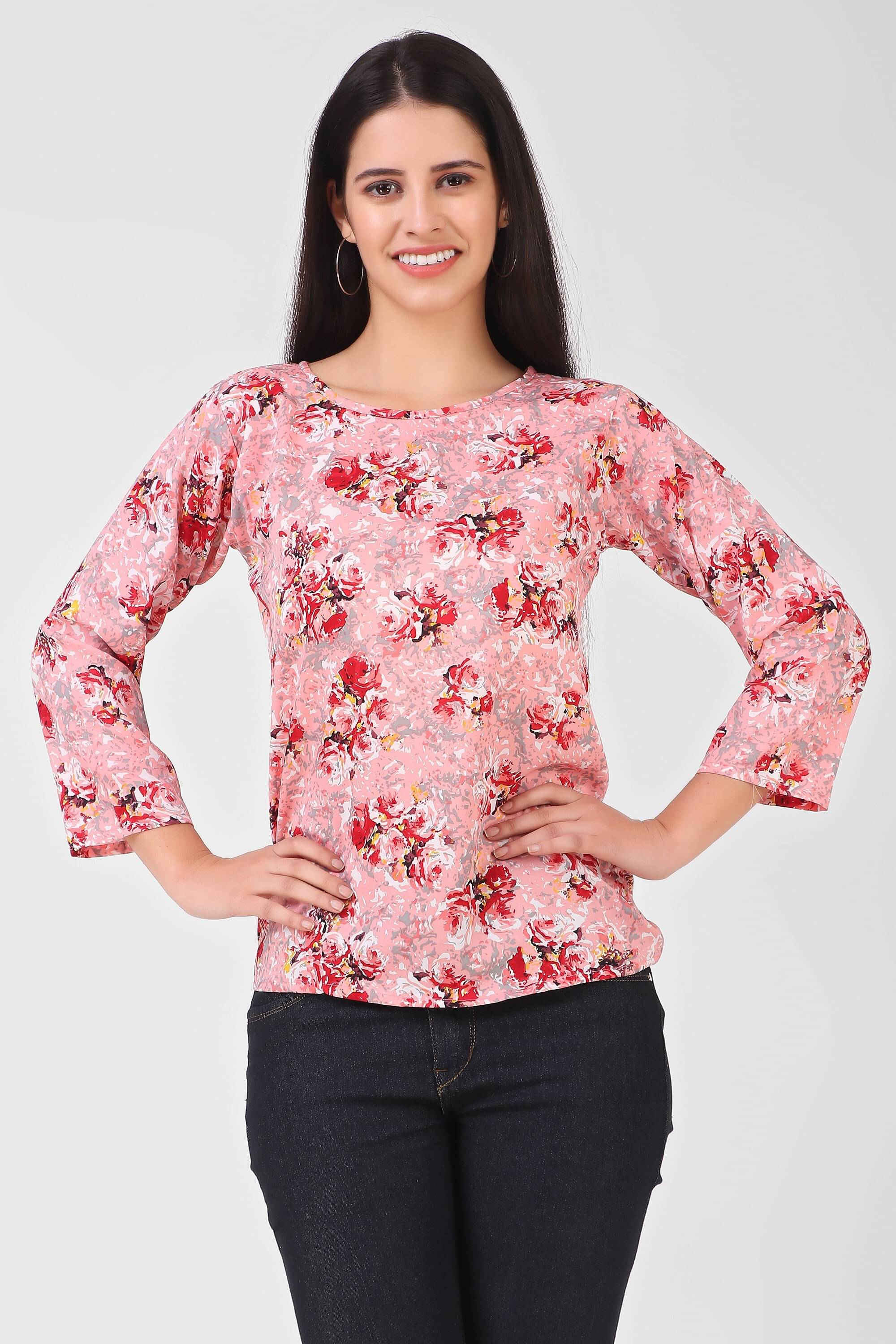     			Kashian Women's Crepe Regular Top ( Blue )