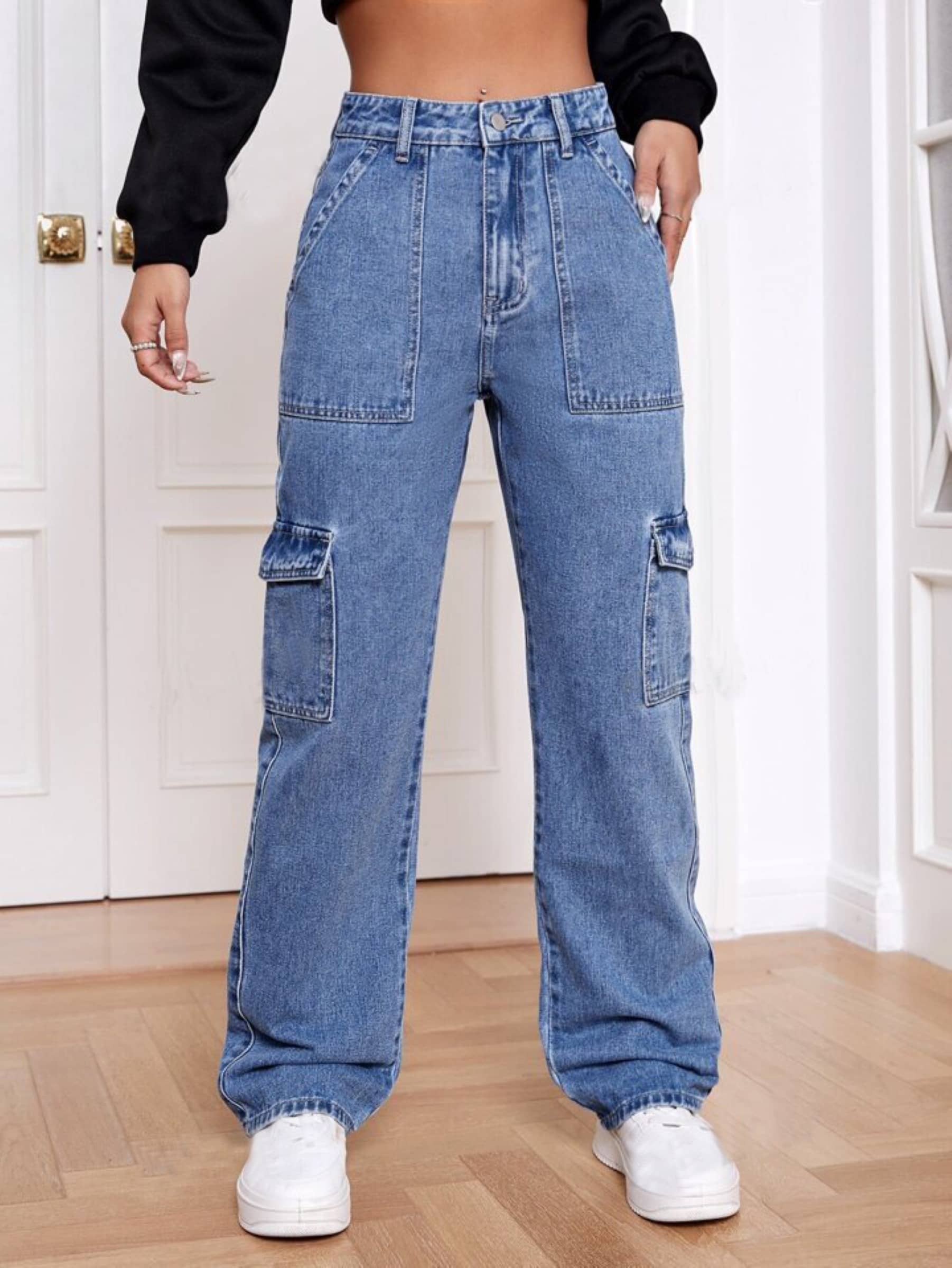 Kashian - Blue Denim Boyfriend Fit Women's Jeans ( Pack of 1 ) - Jeans | Buy online on ZillyBuy