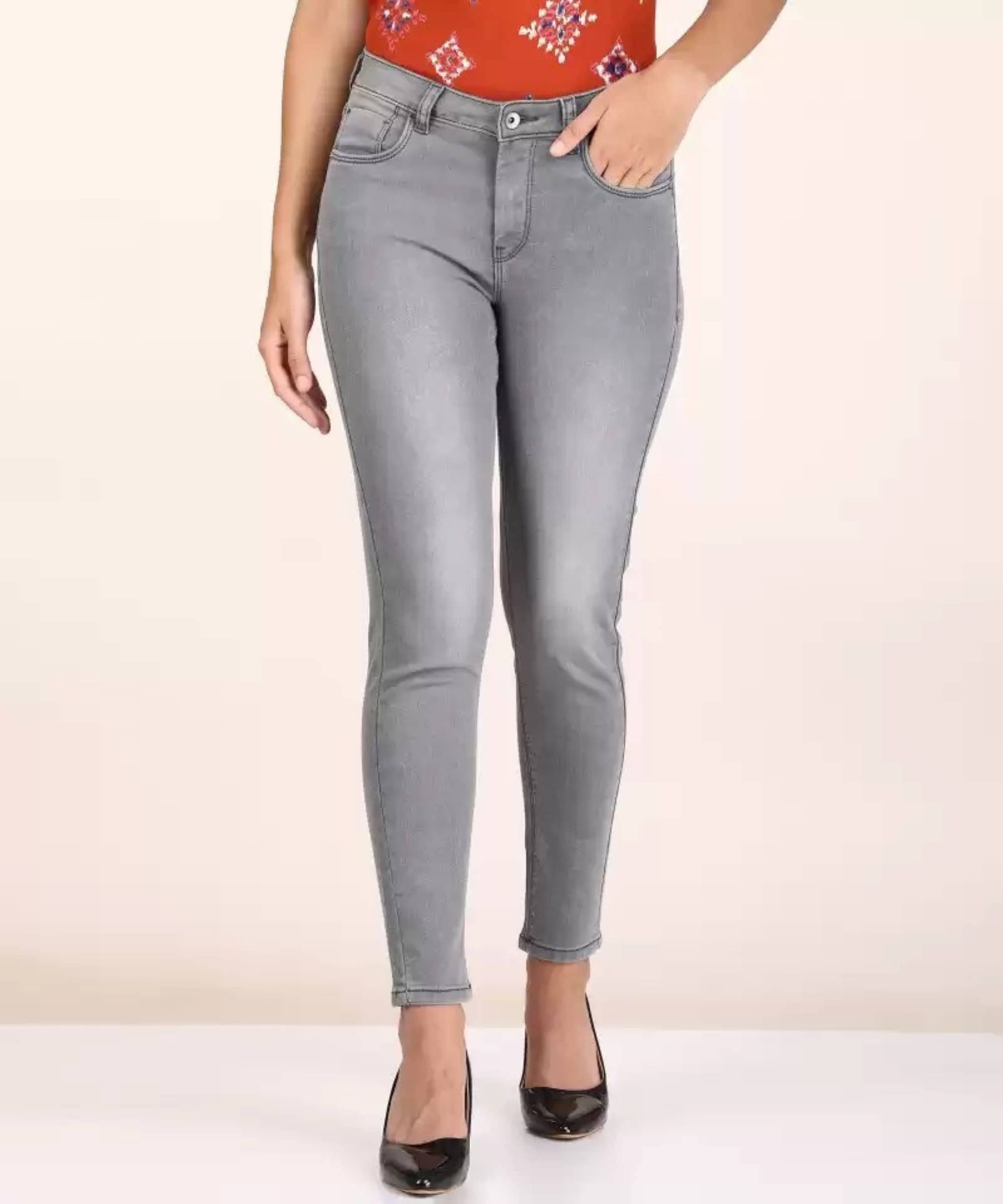Kashian - Grey Denim Skinny Fit Women's Jeans ( Pack of 1 ) - Jeans | Buy online on ZillyBuy