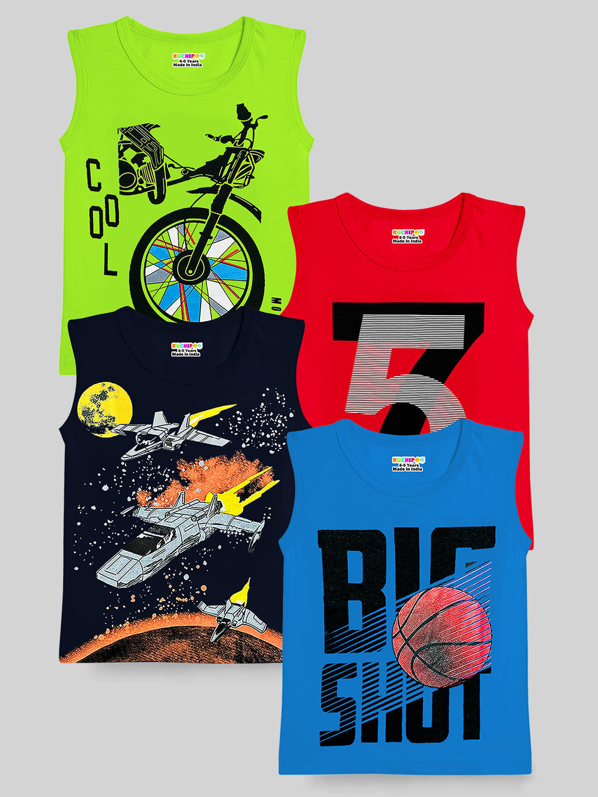     			Kuchipoo Pack of 4 Boys Cotton Blend T-Shirt ( Multicolor 14 )