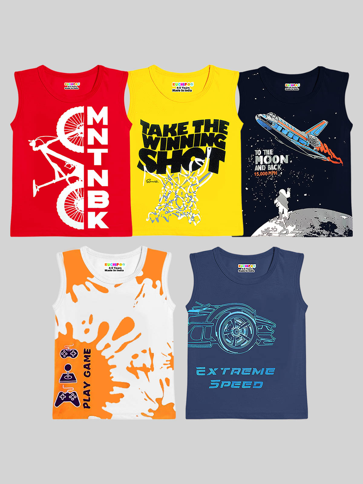     			Kuchipoo Pack of 5 Boys Cotton Blend T-Shirt ( Multicolor 14 )