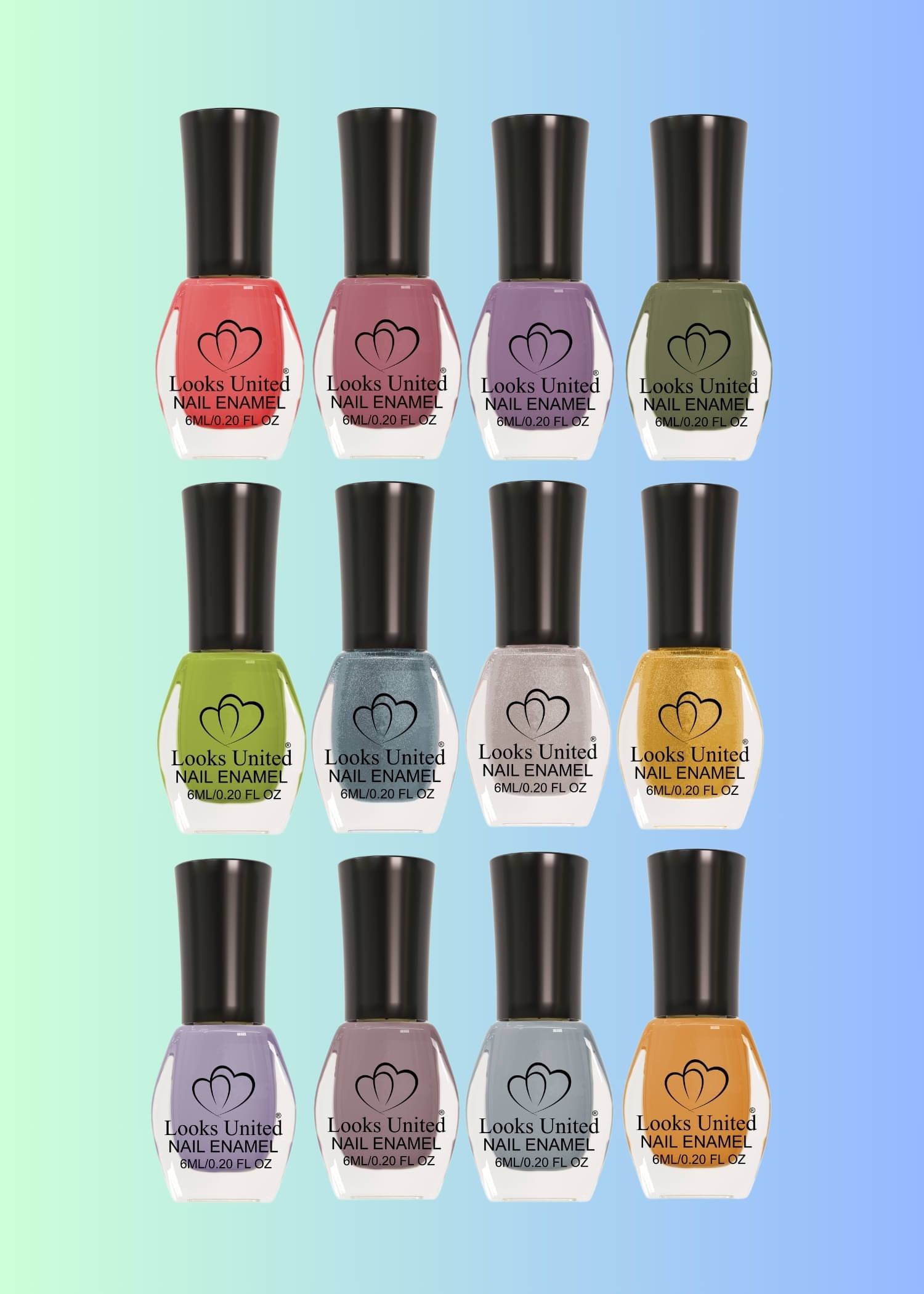     			Looks United Multi Glossy Nail Polish 6 ( Pack of 12 )