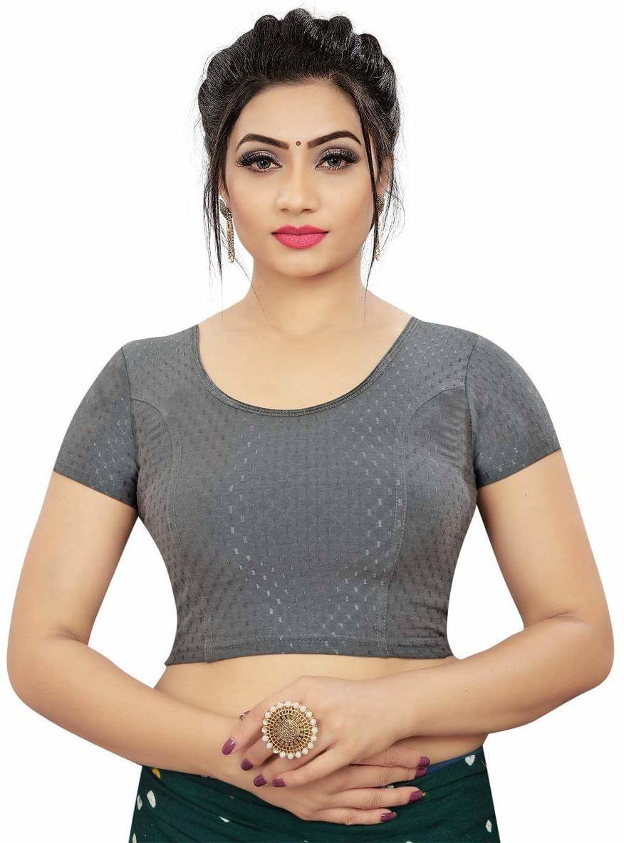     			RUNAYA NX Grey Readymade without Pad Lycra Women's Blouse ( Pack of 1 )